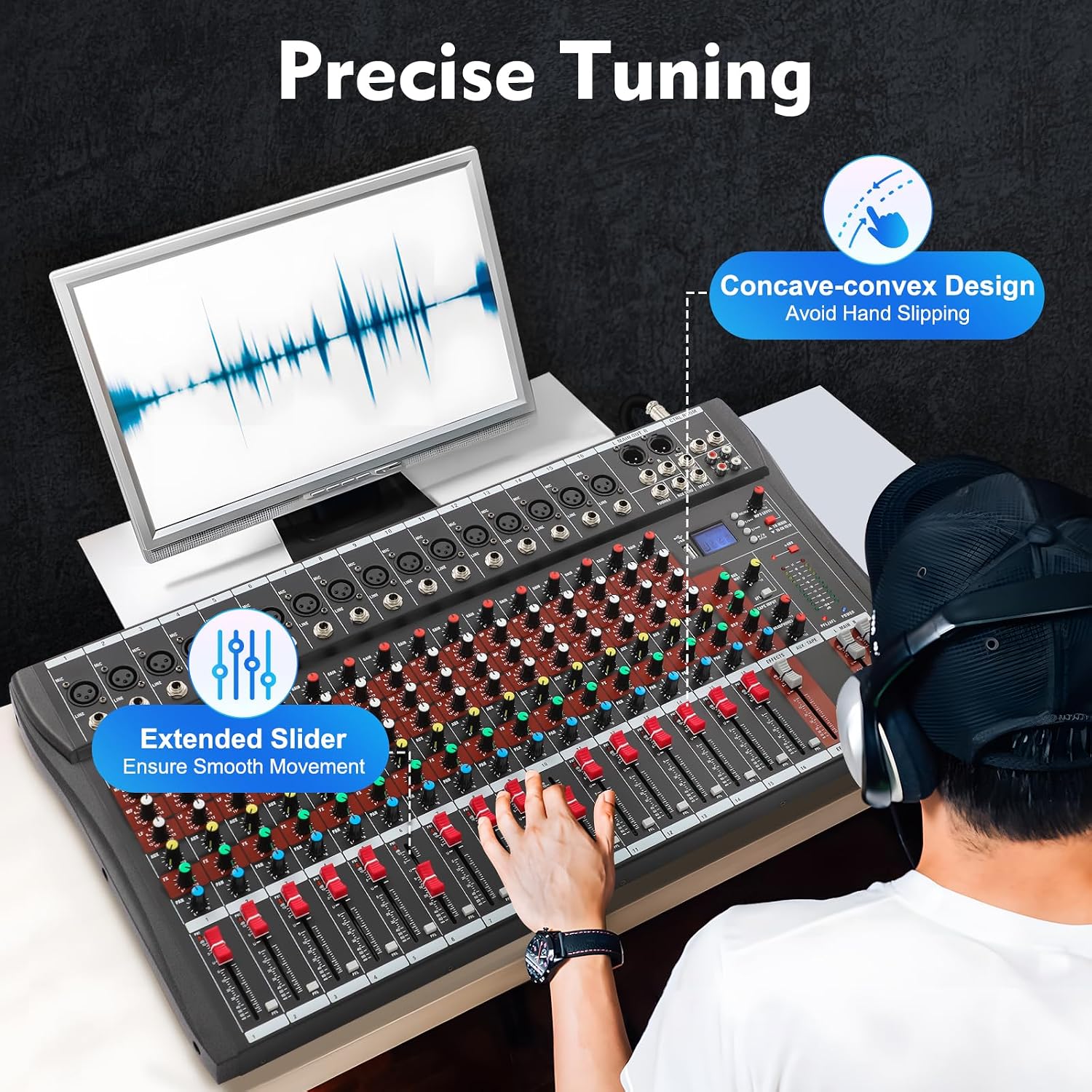 MEZCLADOR DE AUDIO DJ 16 CANALES IOENC CON BLUETOOTH Y ALIMENTACIÓN PHANTOM 48V - 5