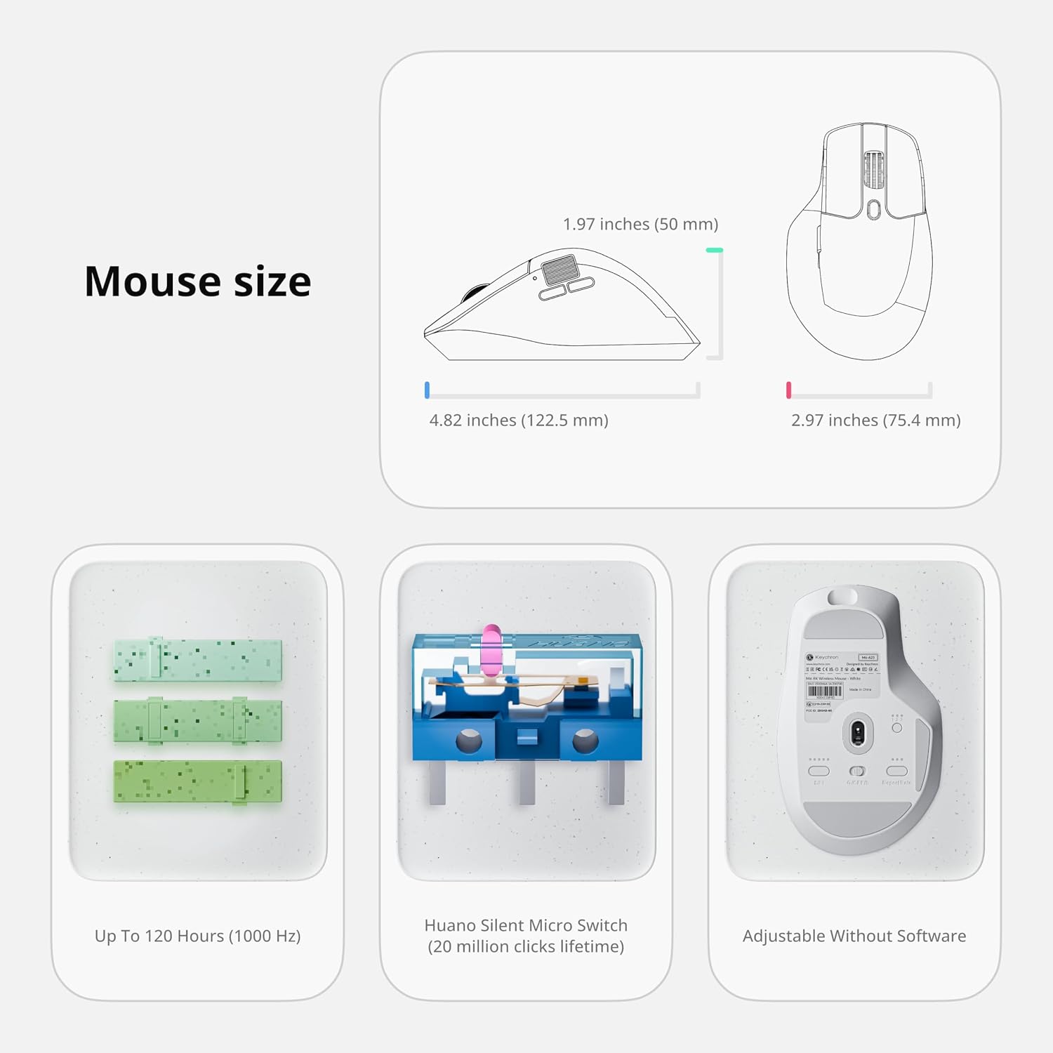 MOUSE INALÁMBRICO KEYCHRON M6 8K BLANCO - 5