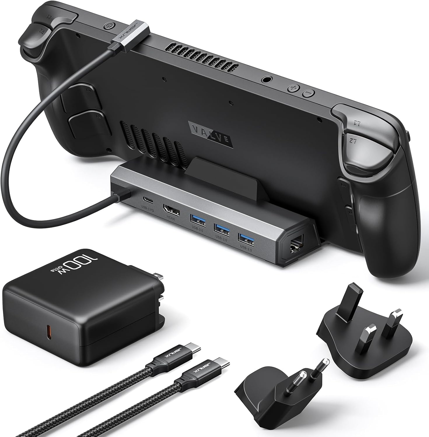 DOCKING STATION 6 EN 1 CON CARGADOR 100W JSAUX PARA ROG ALLY X Y STEAM DECK - 1