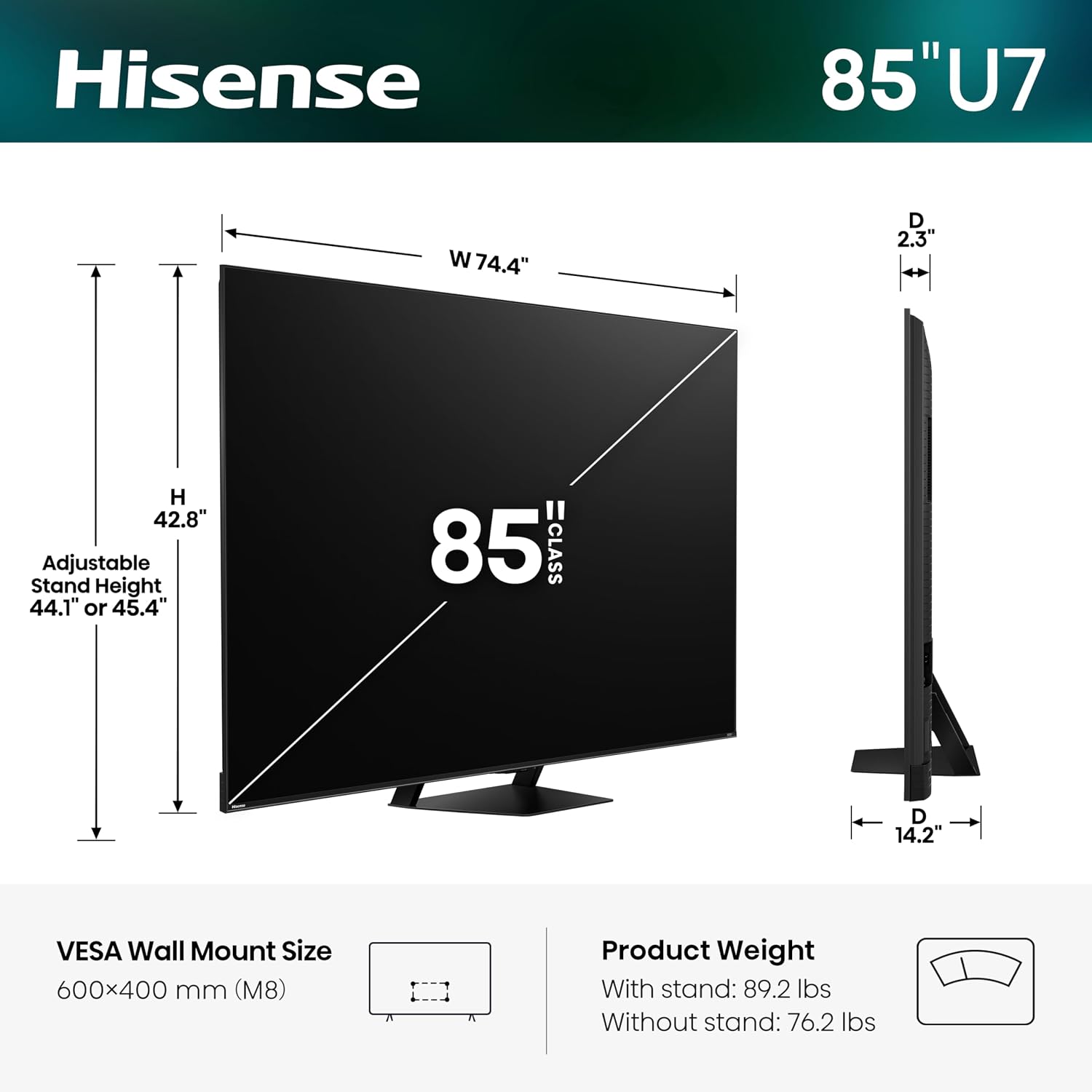 TELEVISOR HISENSE 85' U7 MINI-LED ULED 4K UHD SMART GOOGLE TV 2026 - 3
