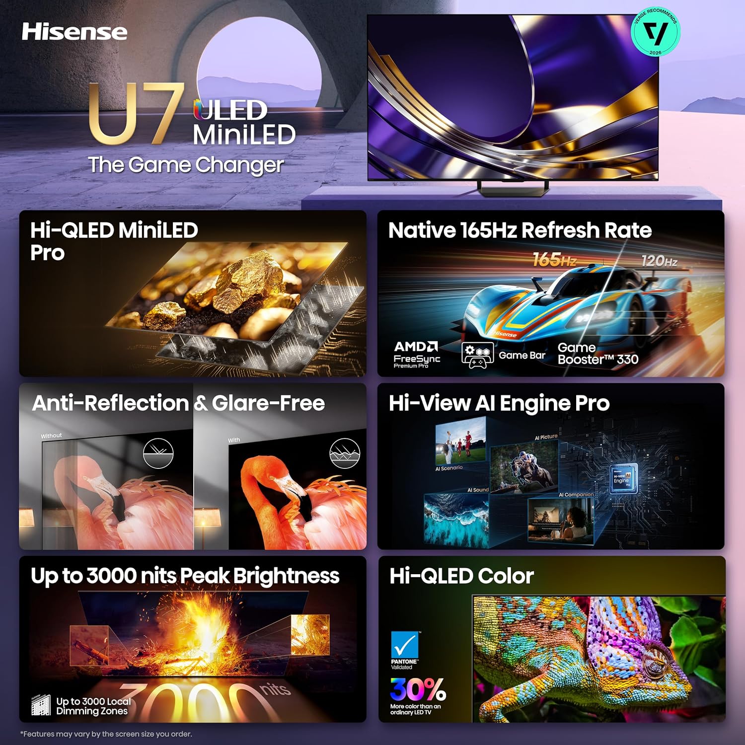 TELEVISOR HISENSE 85' U7 MINI-LED ULED 4K UHD SMART GOOGLE TV 2026 - 4