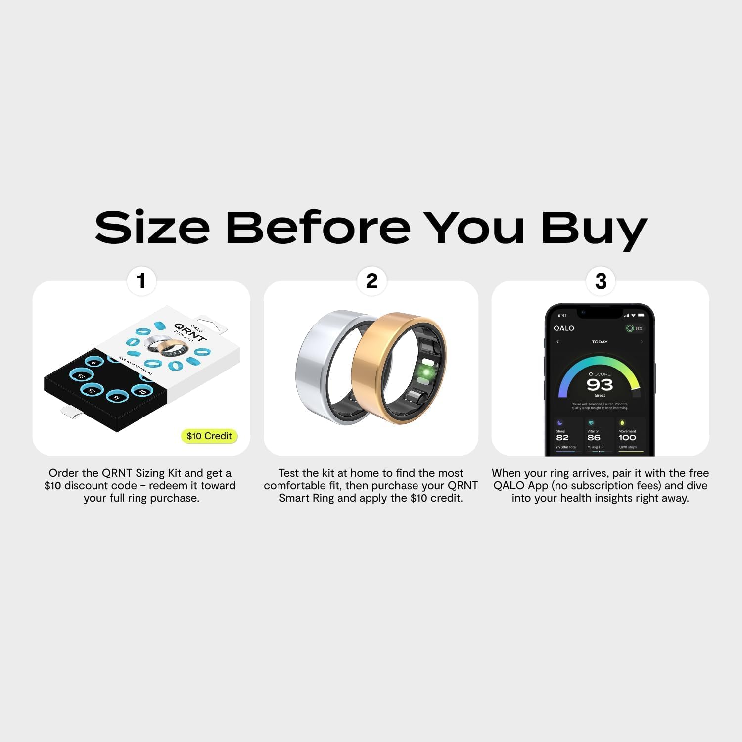 KIT OFICIAL PARA MEDIR TALLA DE ANILLOS QALO PARA SMART RING SR-1 Y SR-2, TALLA ÚNICA - 3