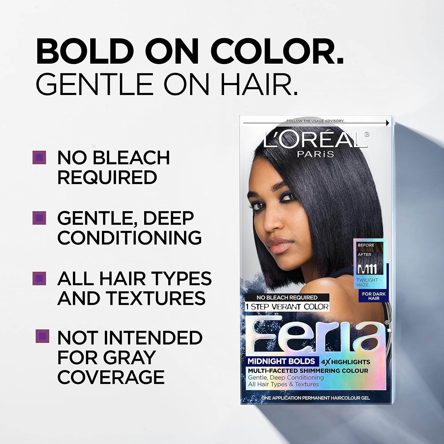 KIT DE TINTURA PERMANENTE PARA CABELLO L'OREAL PARIS FERIA MIDNIGHT BOLD TWILIGHT HAZE - 2