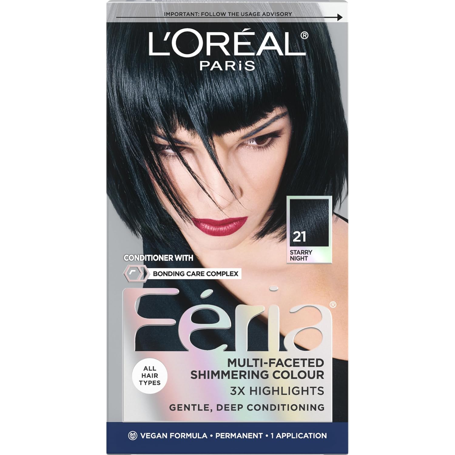 TINTE PERMANENTE PARA CABELLO L'OREAL PARIS FERIA 21 STARRY NIGHT NEGRO BRILLANTE - 1
