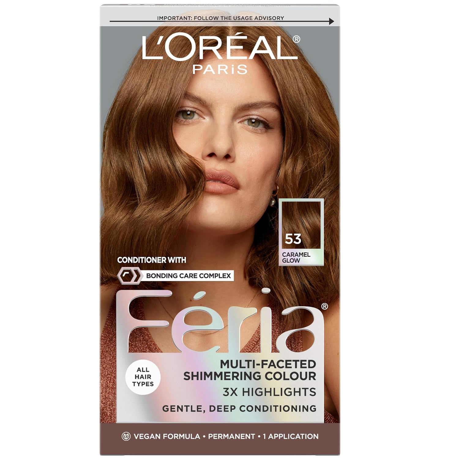 TINTE PERMANENTE PARA CABELLO L'OREAL PARIS FERIA 53 CARAMELO BRILLANTE 1 KIT - 1