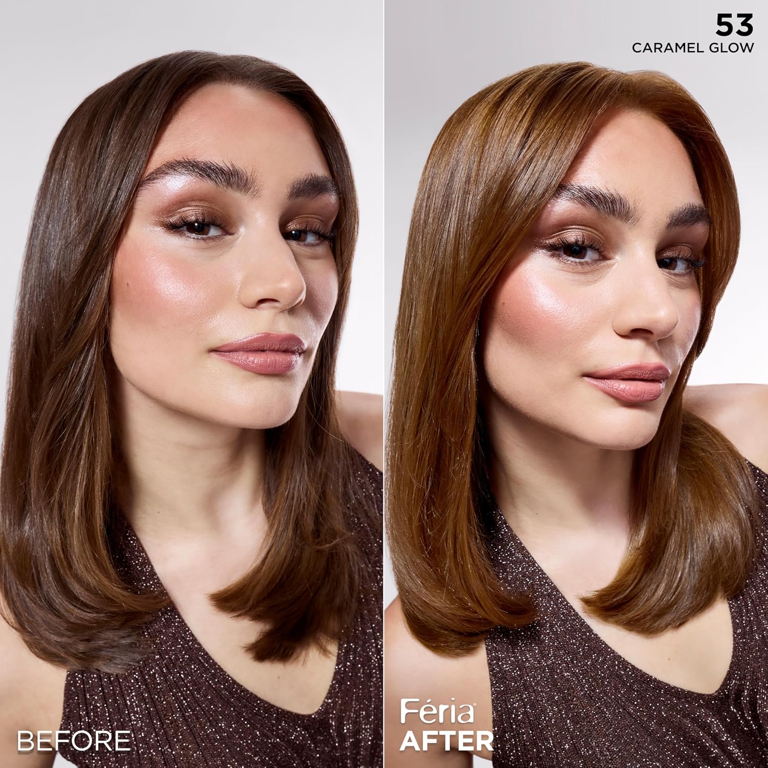 TINTE PERMANENTE PARA CABELLO L'OREAL PARIS FERIA 53 CARAMELO BRILLANTE 1 KIT - 4