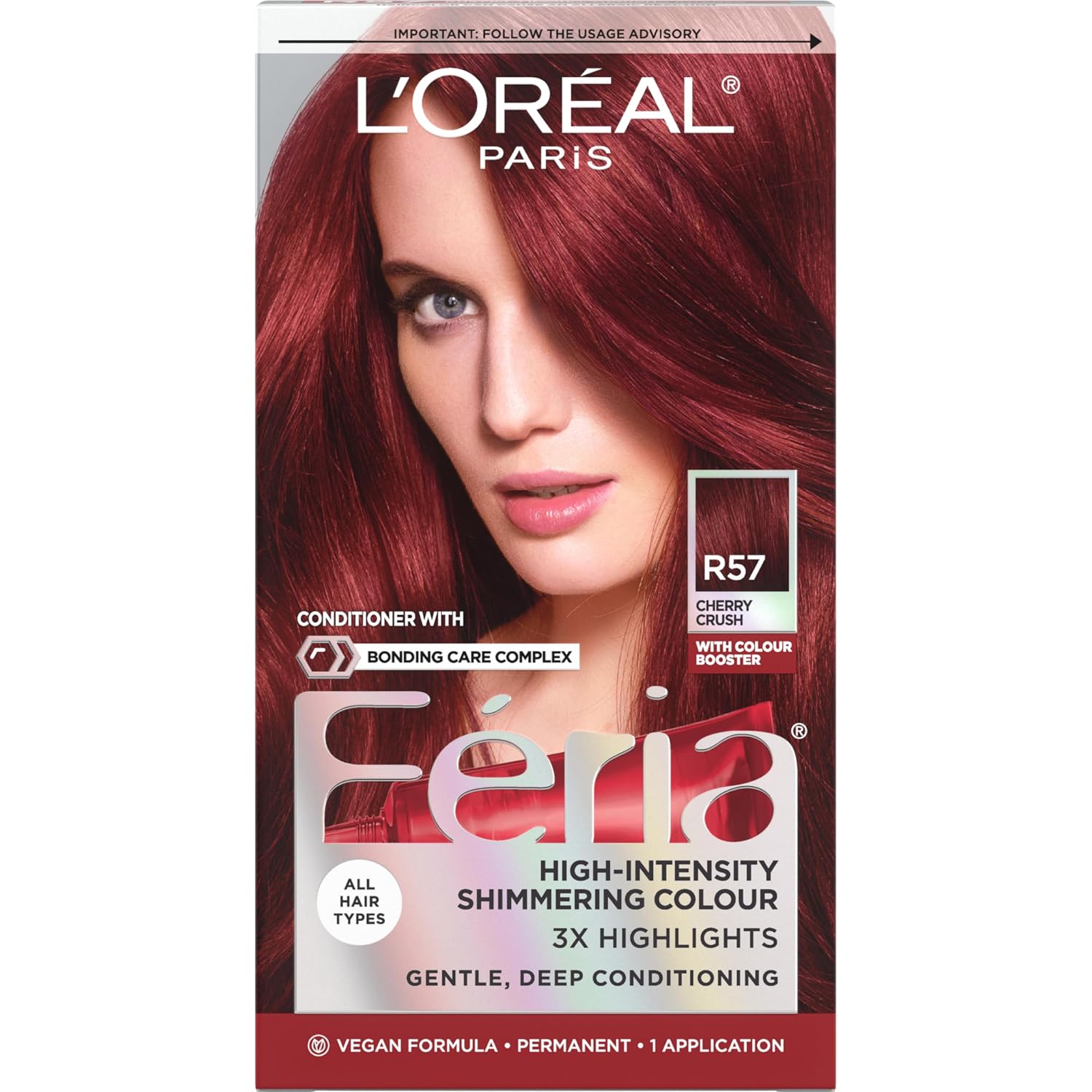 TINTE PERMANENTE PARA CABELLO L'OREAL PARIS FERIA R57 CHERRY CRUSH CEREZA INTENSO - 1