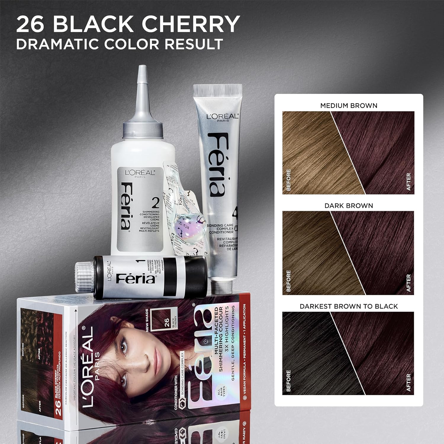 TINTE PERMANENTE PARA CABELLO L’ORÉAL PARIS FERIA BLACK CHERRY 26 - 3