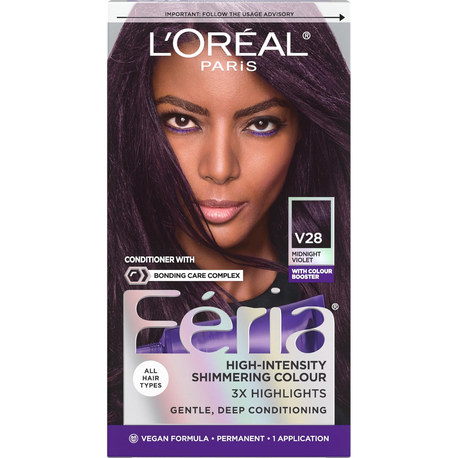 TINTURA PERMANENTE PARA CABELLO L'OREAL PARIS FERIA V28 MIDNIGHT VIOLET - 1