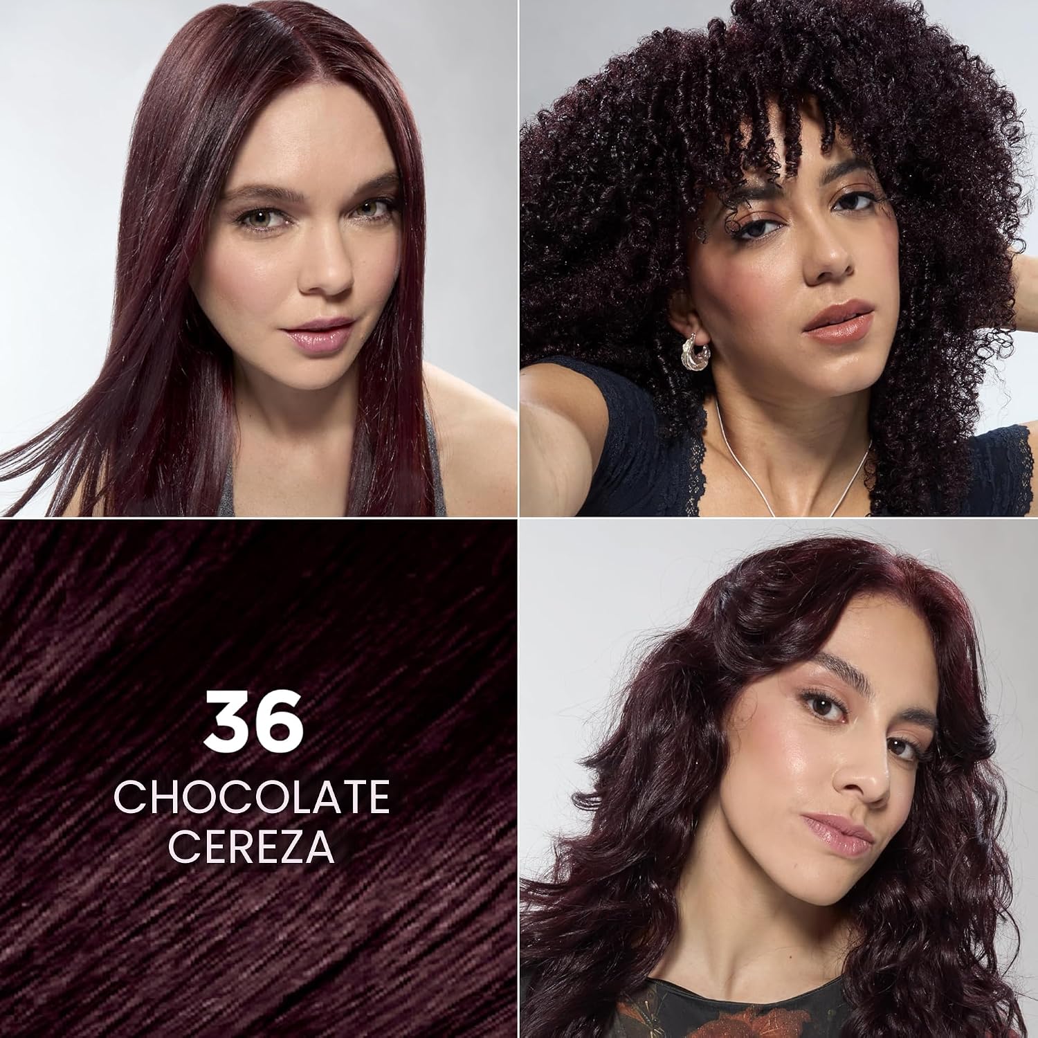 TINTE PERMANENTE PARA CABELLO L'OREAL PARIS FERIA 36 CHOCOLATE CHERRY BURDEOS PROFUNDO - 2