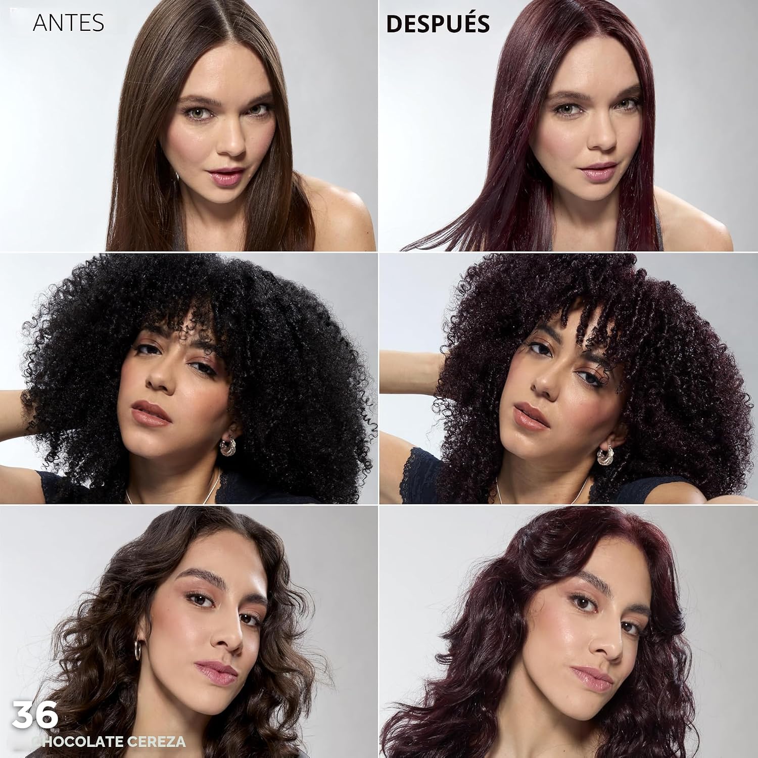TINTE PERMANENTE PARA CABELLO L'OREAL PARIS FERIA 36 CHOCOLATE CHERRY BURDEOS PROFUNDO - 3