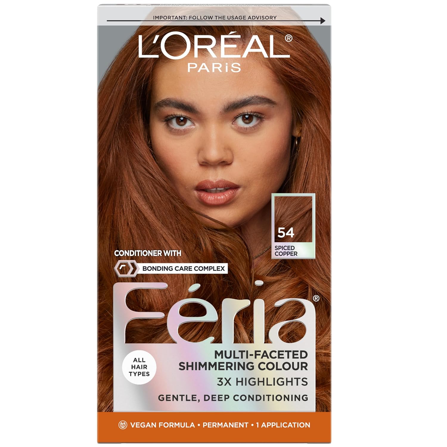 TINTURA PERMANENTE PARA CABELLO L'OREAL PARIS FERIA SPICED COPPER 54 - 1