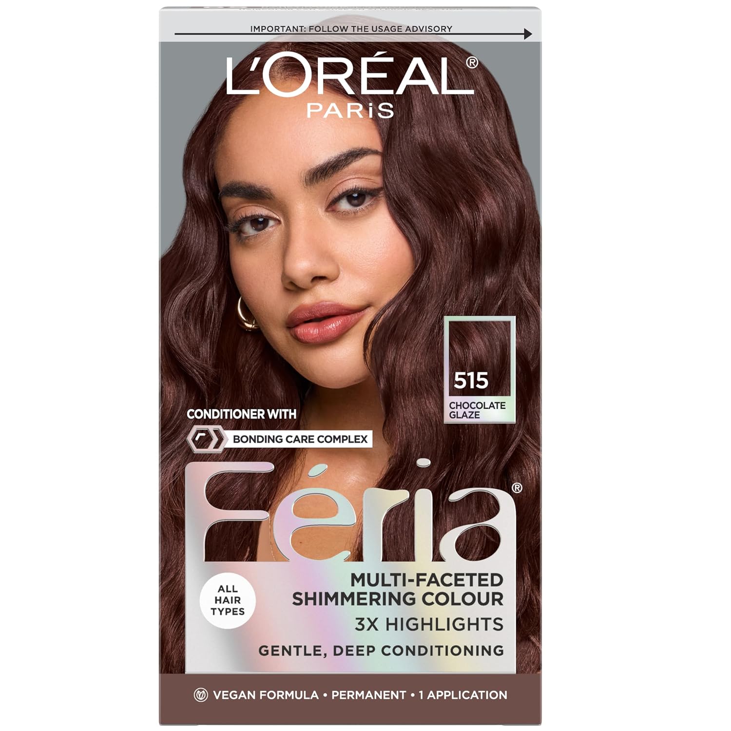TINTURA PERMANENTE PARA CABELLO L'OREAL PARIS FERIA 515 CHOCOLATE GLAZE 1 KIT - 1