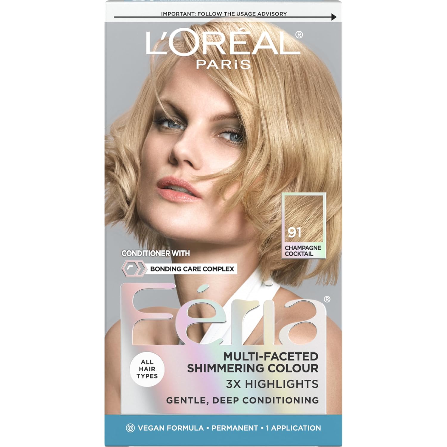 TINTE PERMANENTE PARA CABELLO L'OREAL PARIS FERIA CHAMPAGNE COCKTAIL 91 - 1