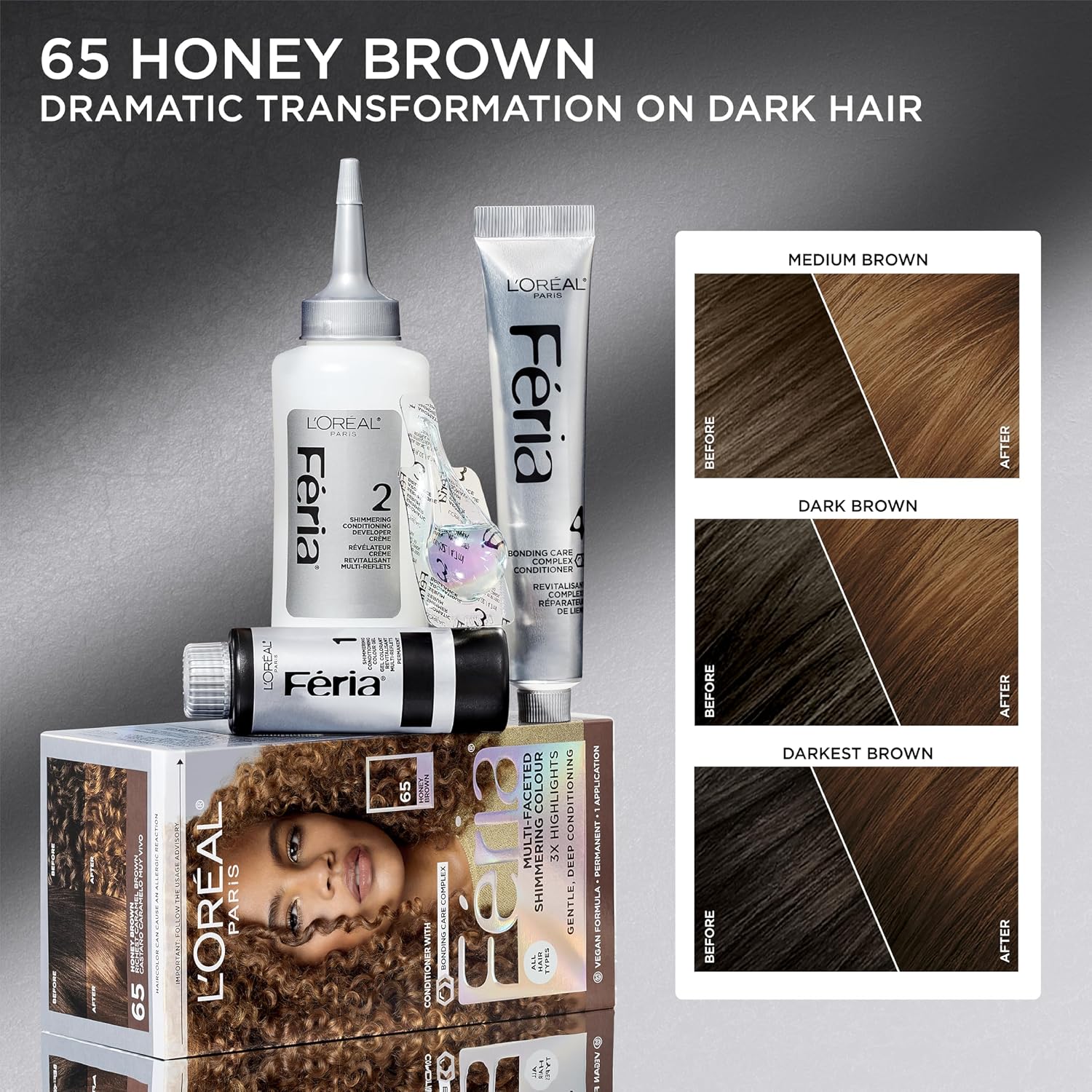 TINTURA PERMANENTE PARA CABELLO L’ORÉAL PARIS FERIA 65 HONEY BROWN - 3