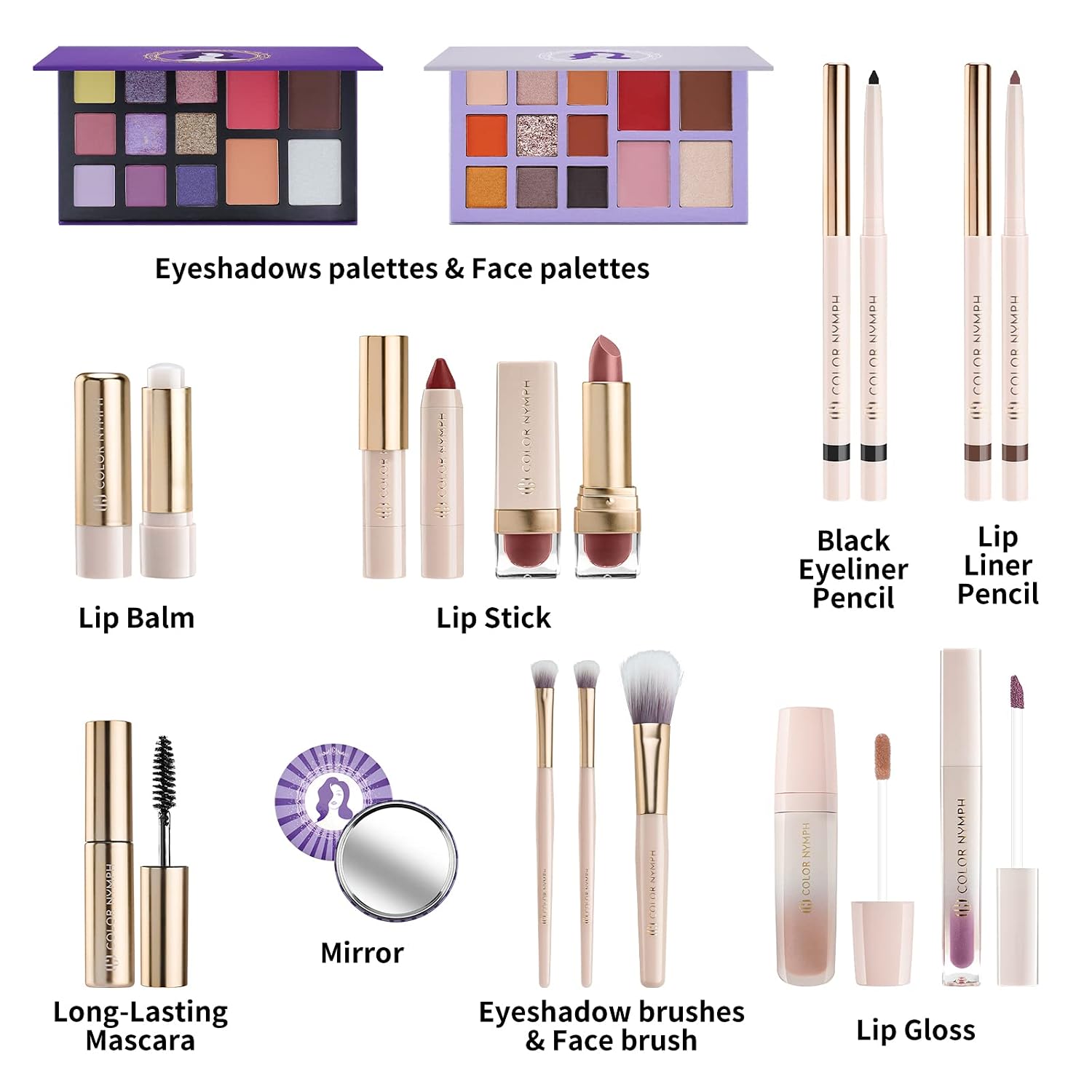 SET DE MAQUILLAJE COLOR NYMPH PARA ADOLESCENTES CAJA MORADA - 2