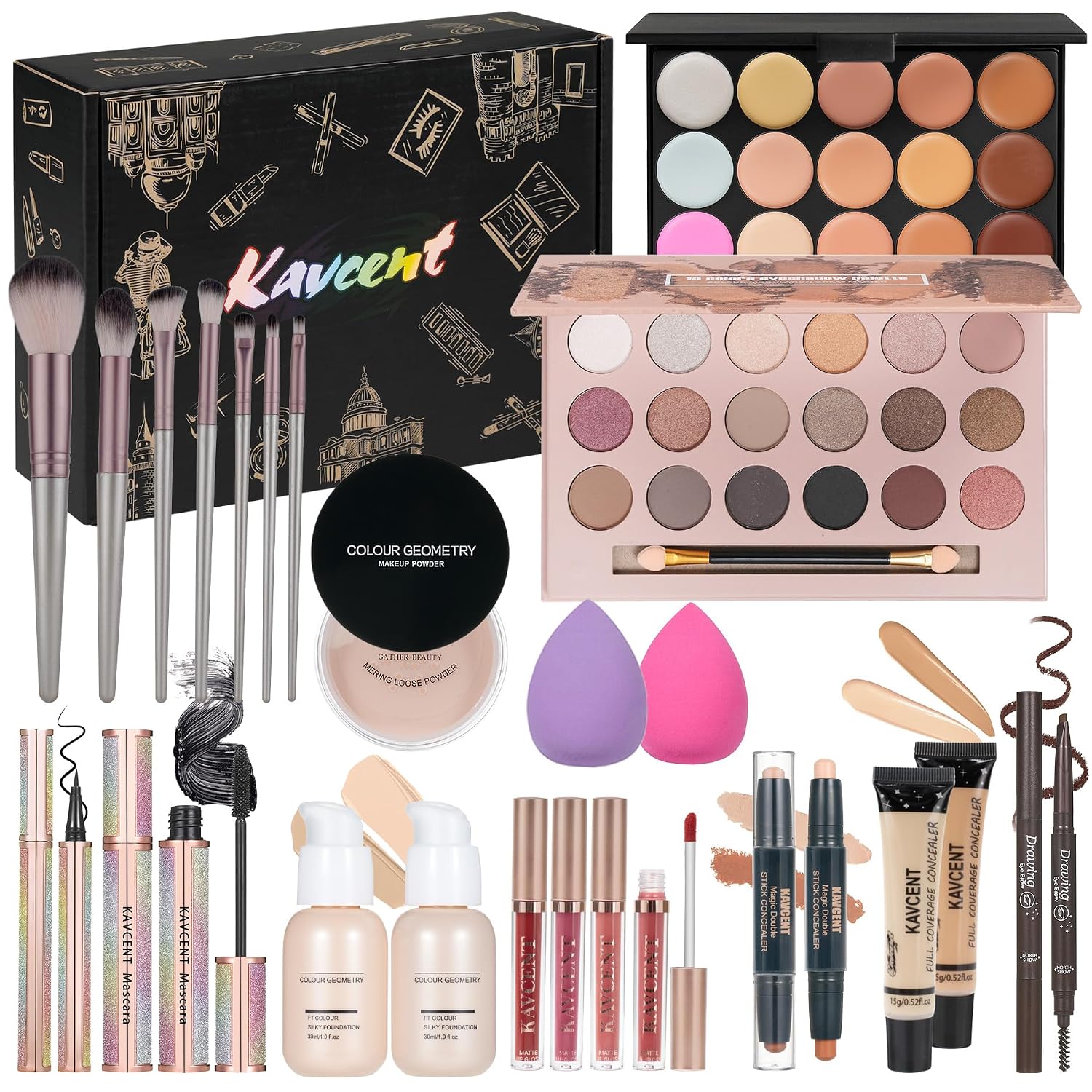 SET DE MAQUILLAJE KAVCENT COMPLETO PARA MUJERES Y ADOLESCENTES - 1