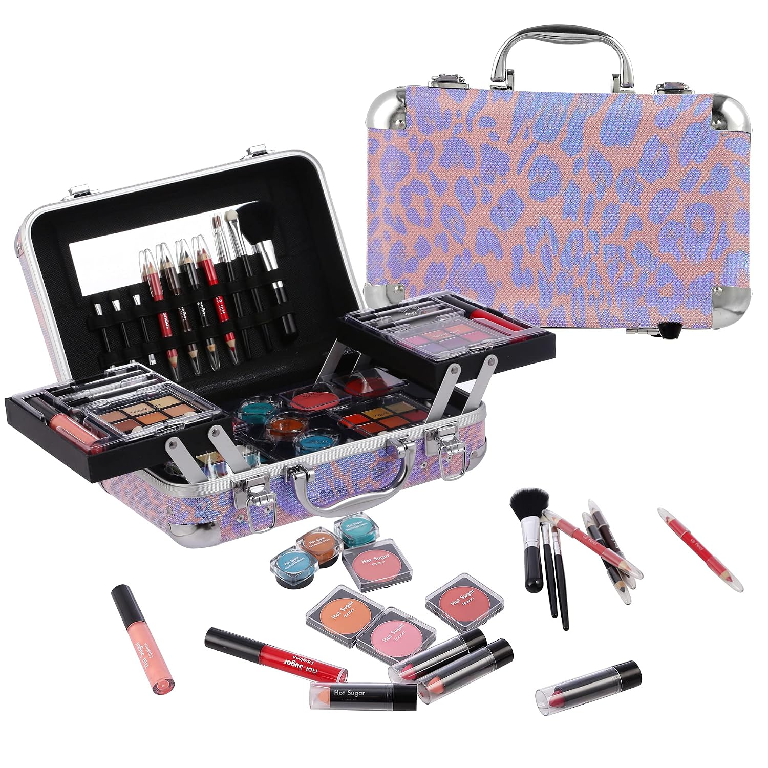 SET DE MAQUILLAJE HOT SUGAR ALL-IN-ONE PARA ADULTOS Y NIÑAS LEOPARDO ROSA - 1