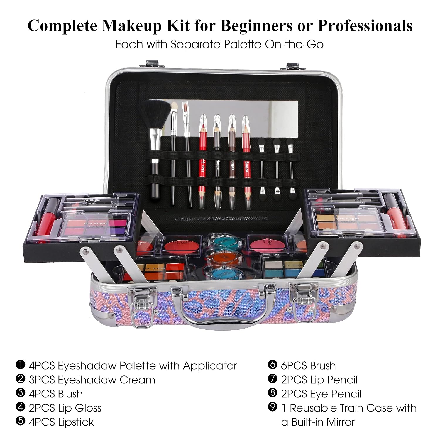 SET DE MAQUILLAJE HOT SUGAR ALL-IN-ONE PARA ADULTOS Y NIÑAS LEOPARDO ROSA - 2