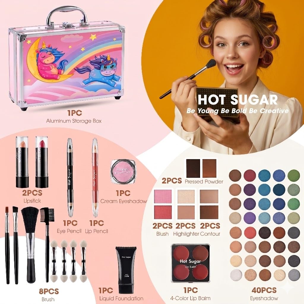 SET DE MAQUILLAJE HOT SUGAR CON ESTUCHE PARA ADOLESCENTES ROSA - 3