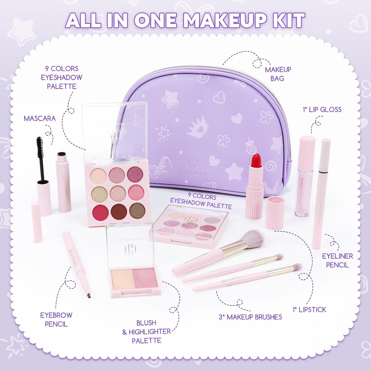 SET DE MAQUILLAJE COLOR NYMPH PARA NIÑAS KIT TODO EN UNO PARA PRINCIPIANTES - 2