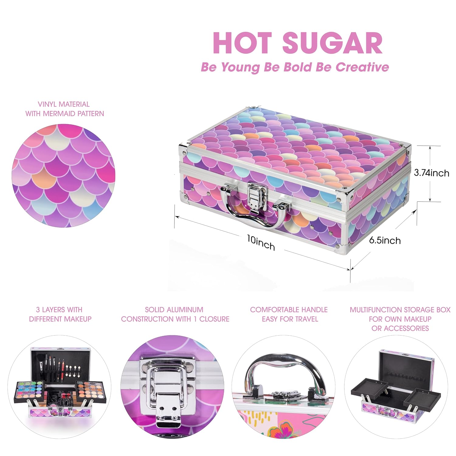 SET DE MAQUILLAJE HOT SUGAR MERMAID CON ESTUCHE PARA ADOLESCENTES Y MUJERES - 2