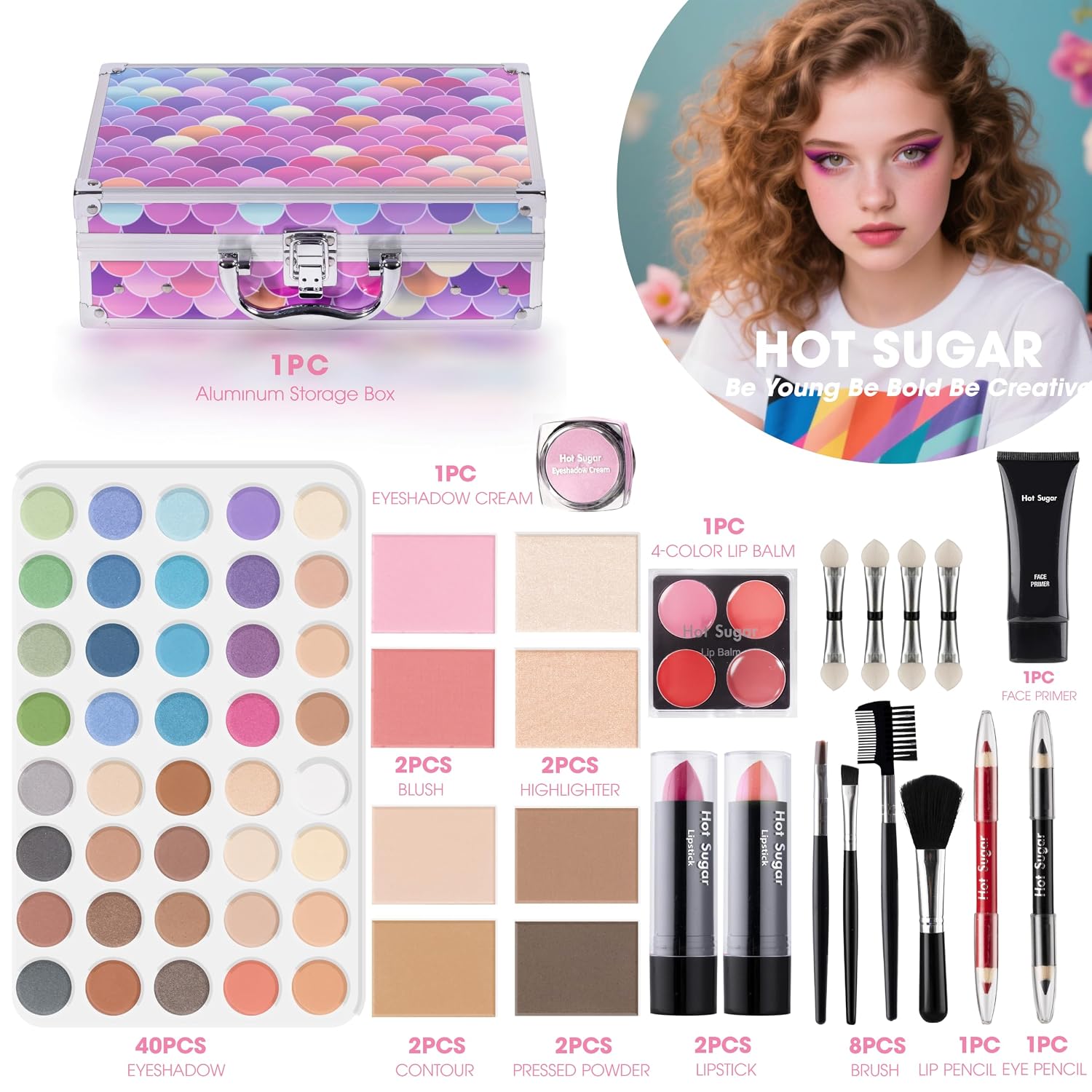 SET DE MAQUILLAJE HOT SUGAR MERMAID CON ESTUCHE PARA ADOLESCENTES Y MUJERES - 3