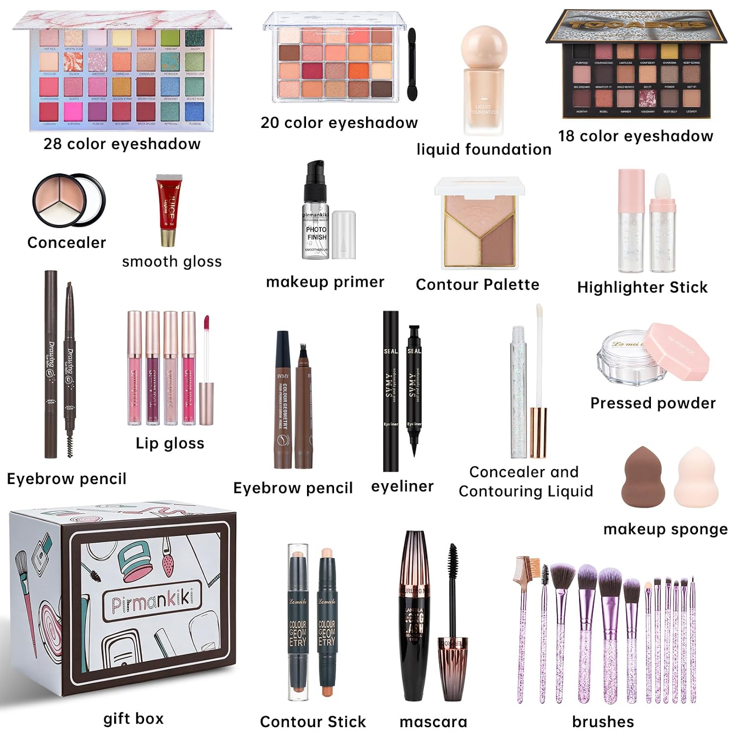 SET DE MAQUILLAJE COMPLETO TOOAEMIS PARA MUJER KIT DE VIAJE CON SOMBRAS, LABIALES, PINCELES Y PESTAÑAS POSTIZAS - 2
