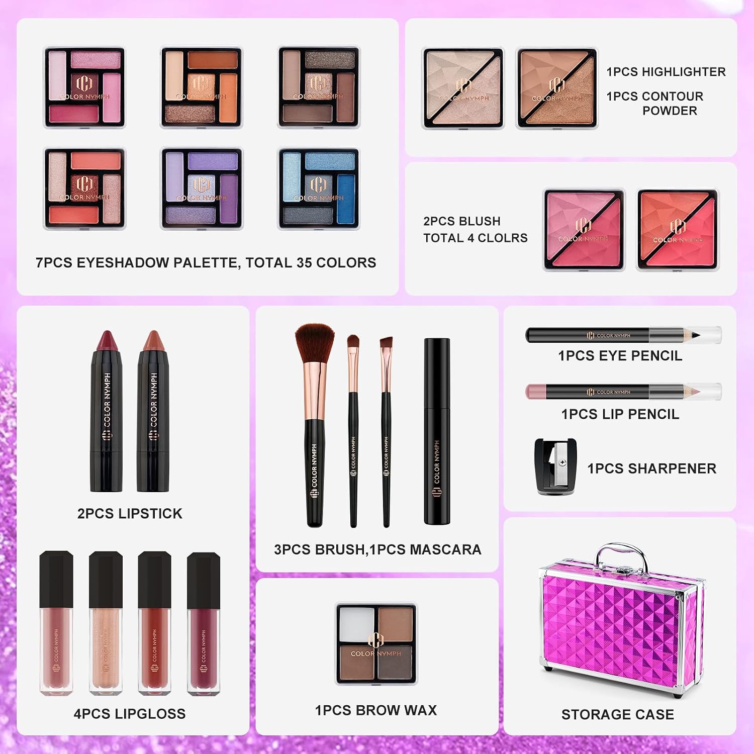 SET DE MAQUILLAJE COLOR NYMPH PARA ADOLESCENTES ESTUCHE ROSA - 2