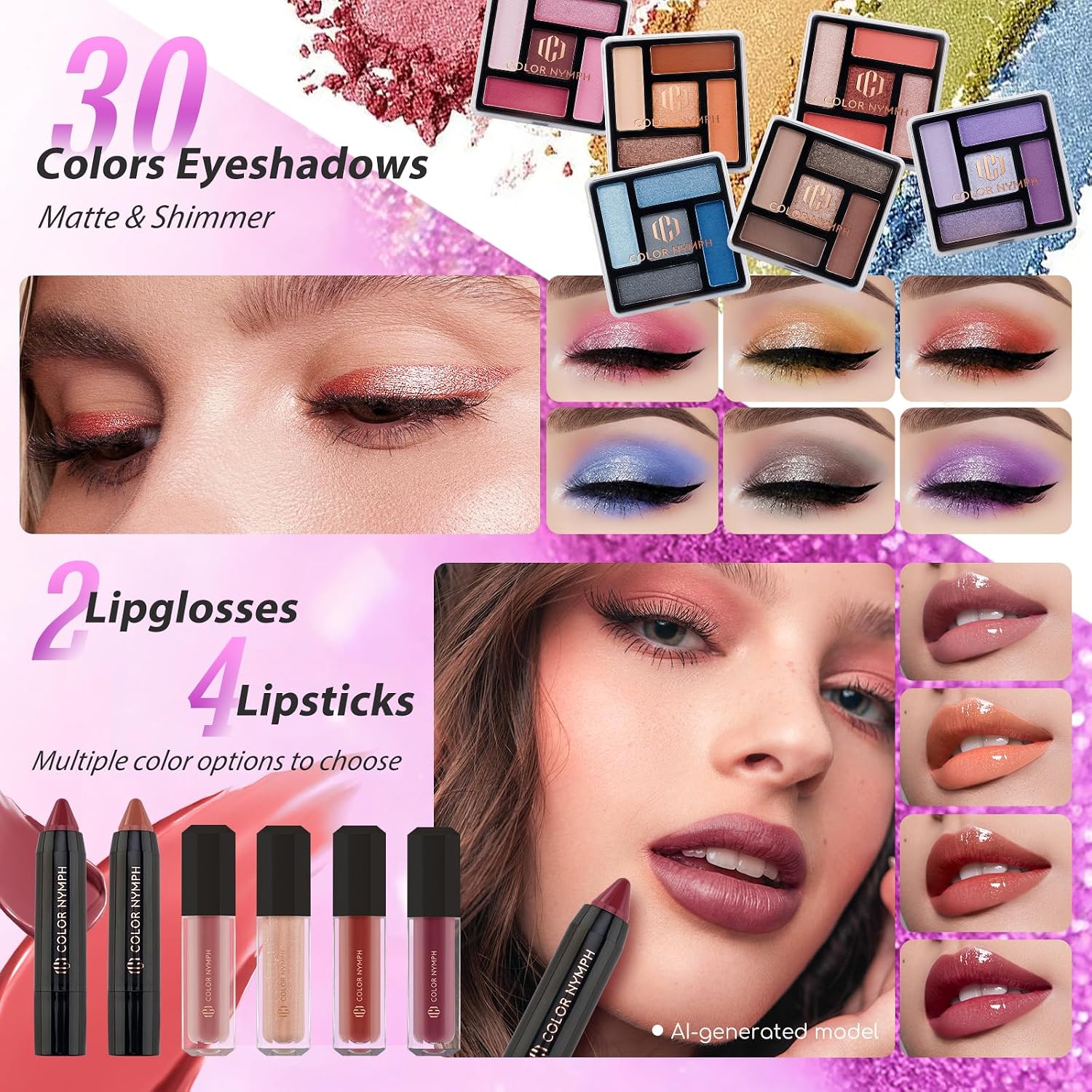 SET DE MAQUILLAJE COLOR NYMPH PARA ADOLESCENTES ESTUCHE ROSA - 3