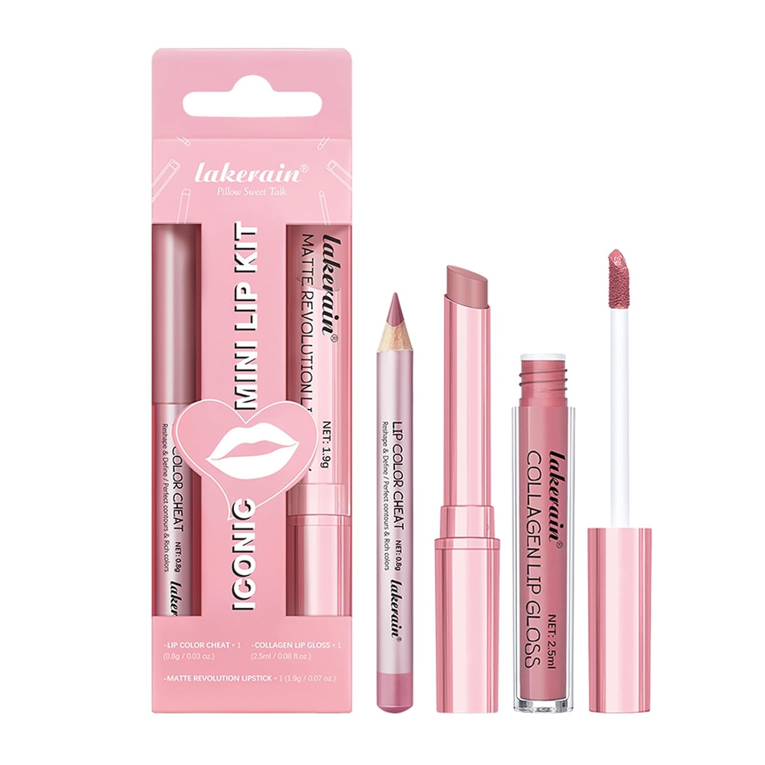 SET DE MAQUILLAJE LABIOS BESTLAND 3 PIEZAS NUDE ROSADO - 1