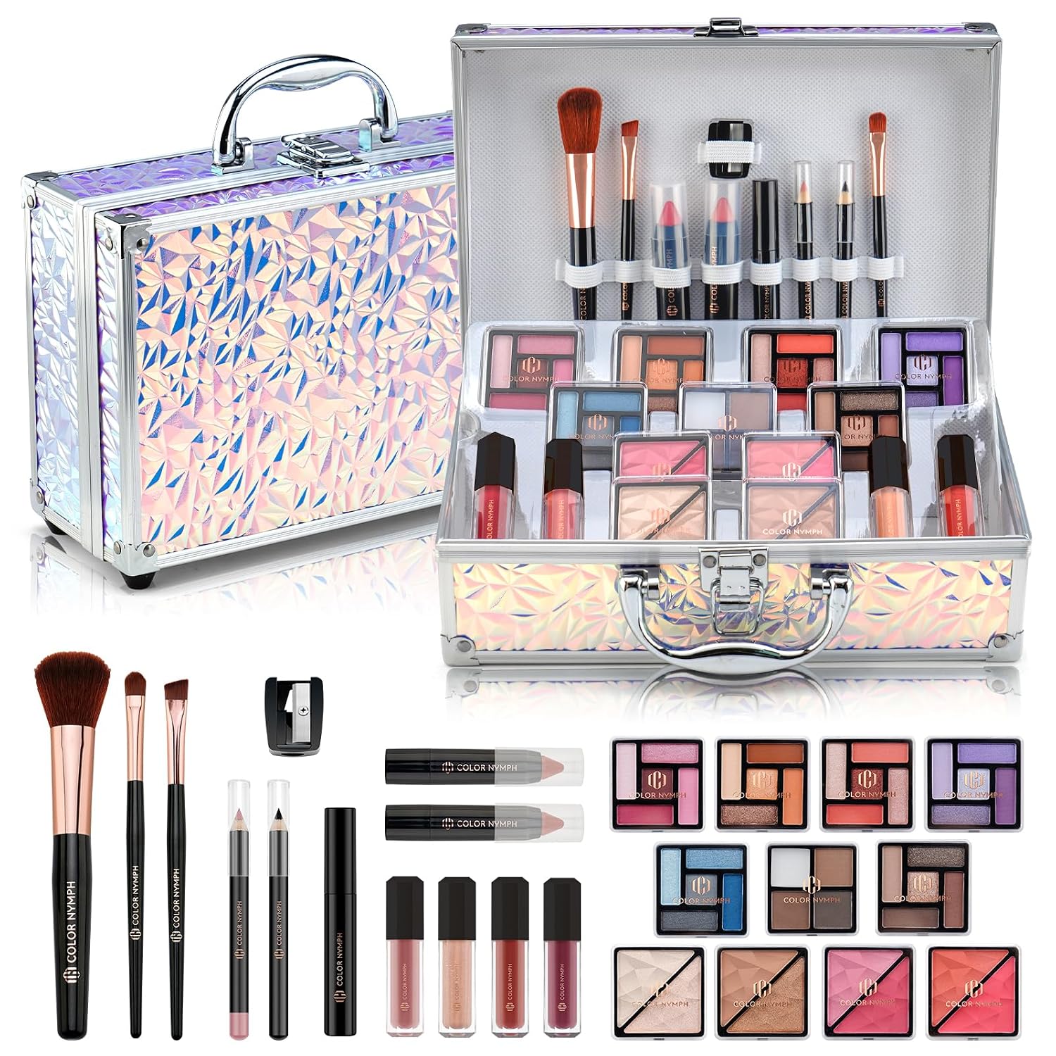 SET DE MAQUILLAJE COLOR NYMPH PARA ADOLESCENTES CON ESTUCHE PLATEADO - 1