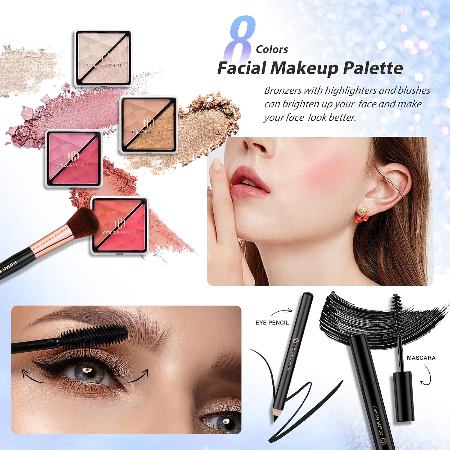 SET DE MAQUILLAJE COLOR NYMPH PARA ADOLESCENTES CON ESTUCHE PLATEADO - 4