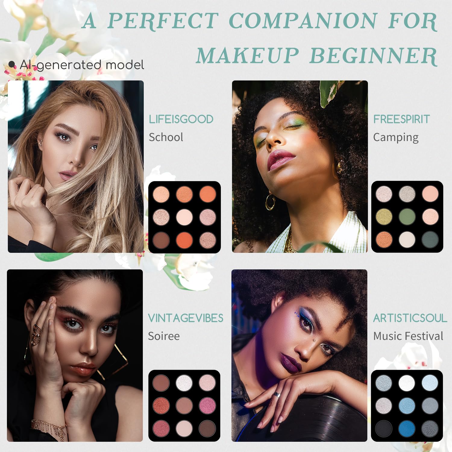 SET DE MAQUILLAJE COLOR NYMPH PARA MUJERES Y ADOLESCENTES VERDE - 4