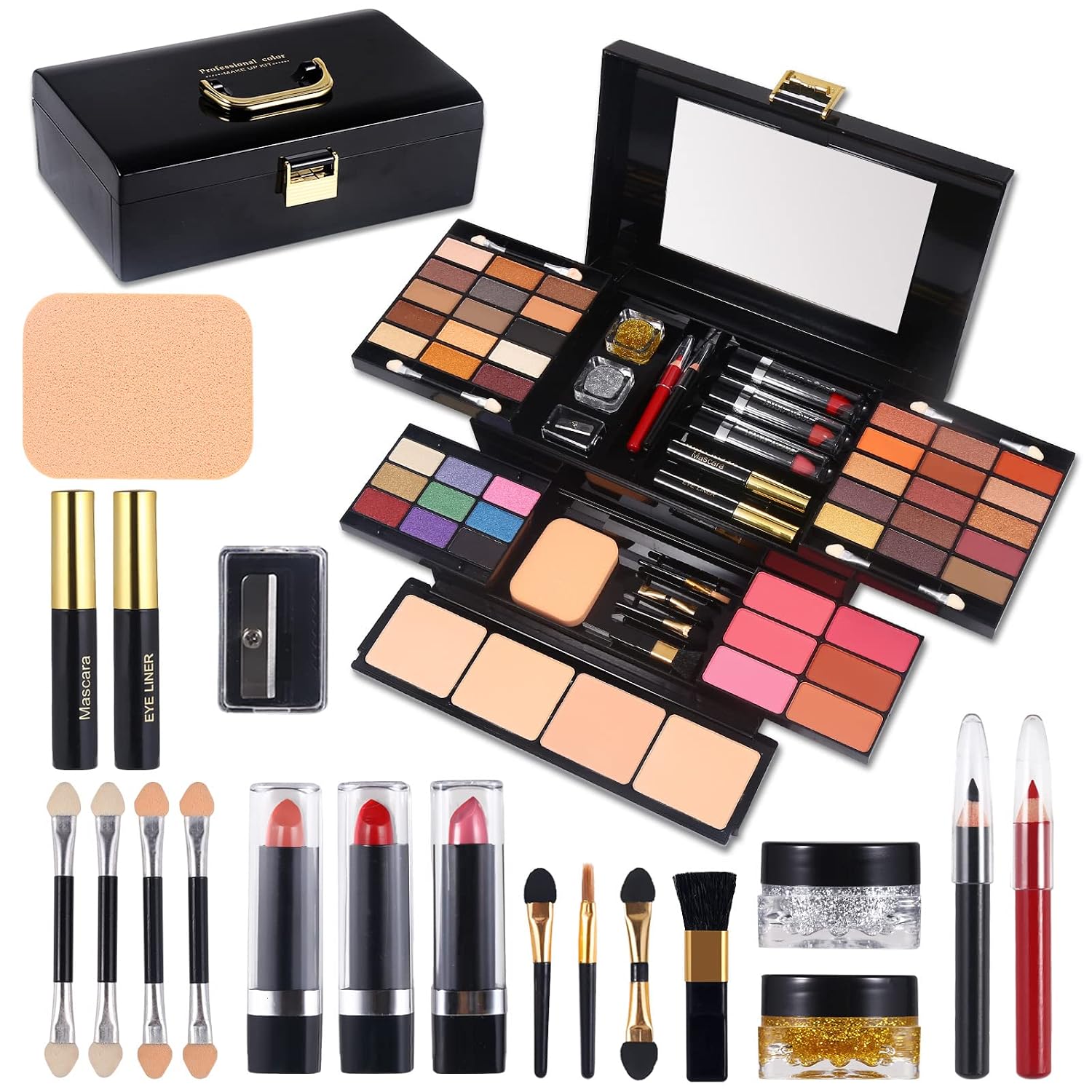 SET DE MAQUILLAJE PROFESIONAL MORNECA 58 COLORES CON ESPEJO - 1
