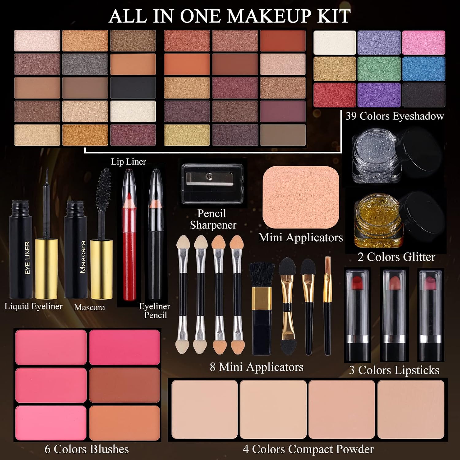 SET DE MAQUILLAJE PROFESIONAL MORNECA 58 COLORES CON ESPEJO - 2