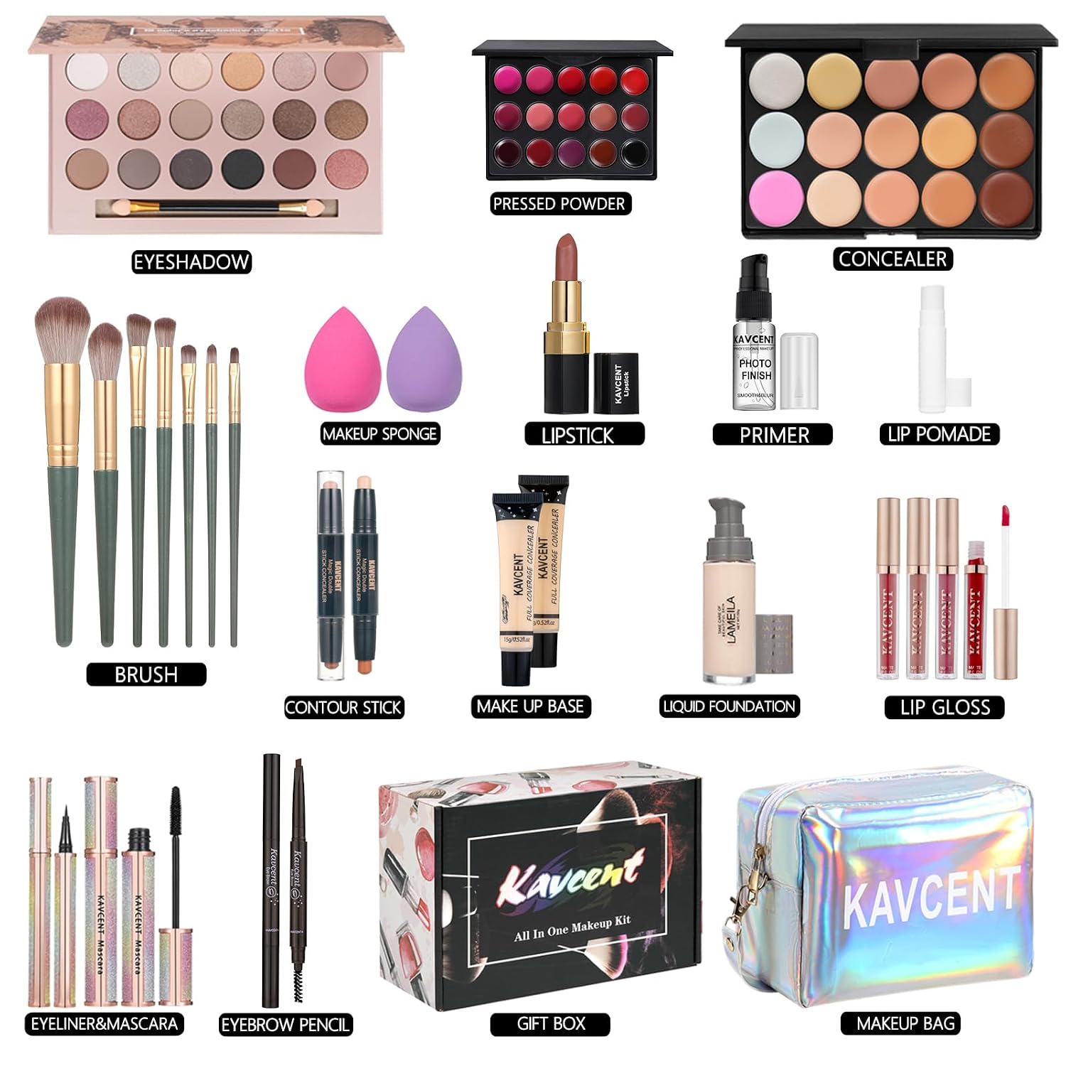 SET DE MAQUILLAJE KAVCENT COMPLETO PARA MUJERES Y ADOLESCENTES - 2