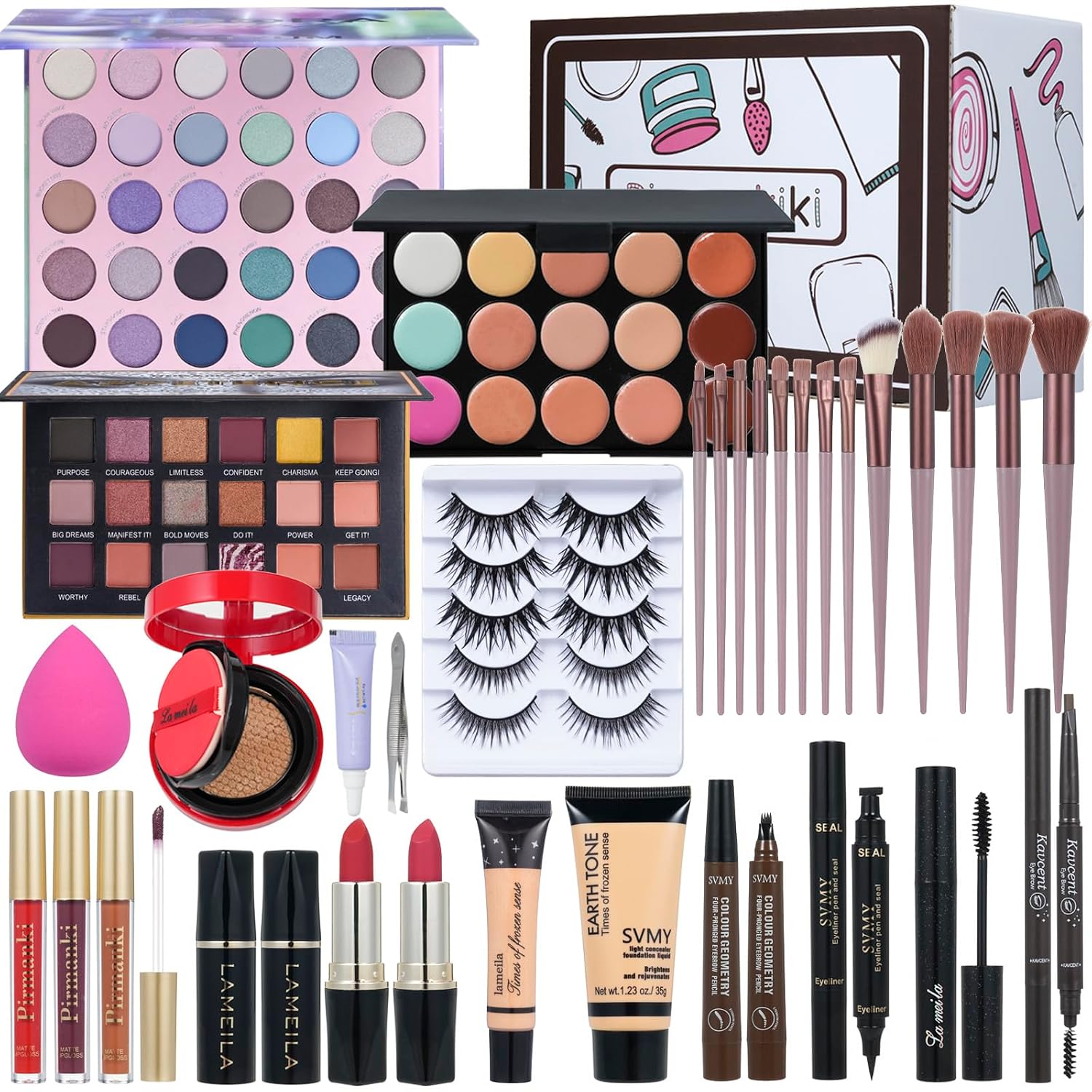 SET DE MAQUILLAJE COMPLETO TOOAEMIS PARA MUJER KIT DE VIAJE CON SOMBRAS, LABIALES, BROCHAS Y MÁS - 1