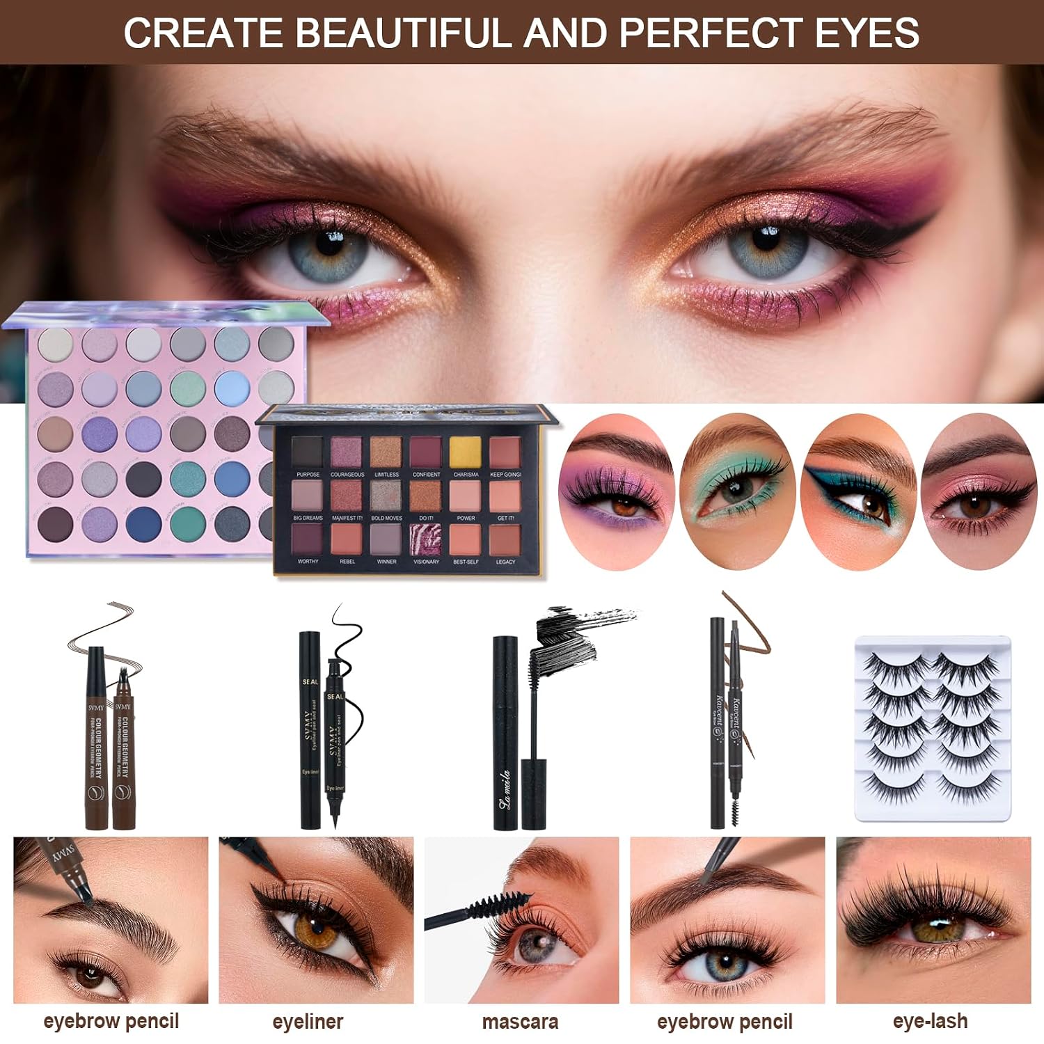 SET DE MAQUILLAJE COMPLETO TOOAEMIS PARA MUJER KIT DE VIAJE CON SOMBRAS, LABIALES, BROCHAS Y MÁS - 3