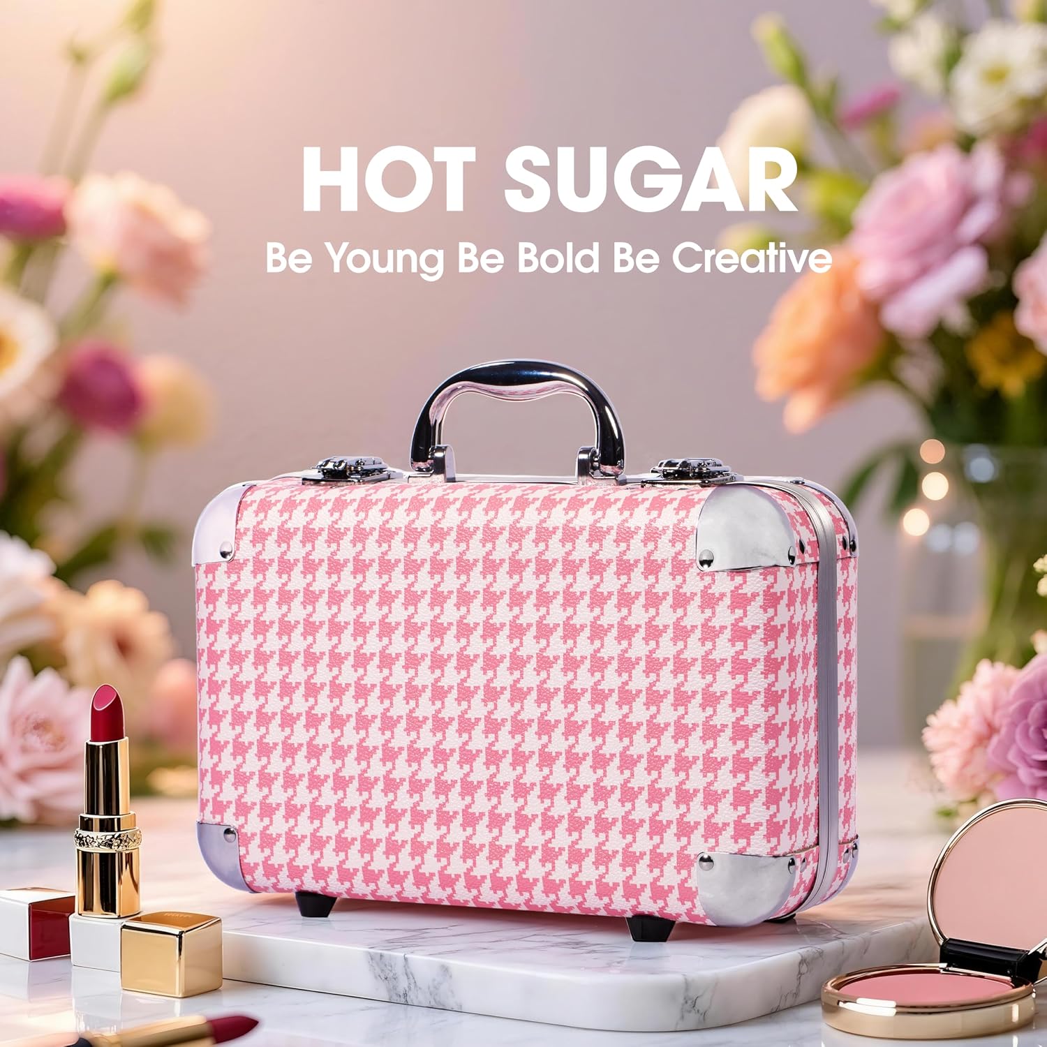 SET DE MAQUILLAJE HOT SUGAR ALL-IN-ONE PARA ADULTOS Y NIÑAS, DISEÑO PATA DE GALLO ROSA - 5