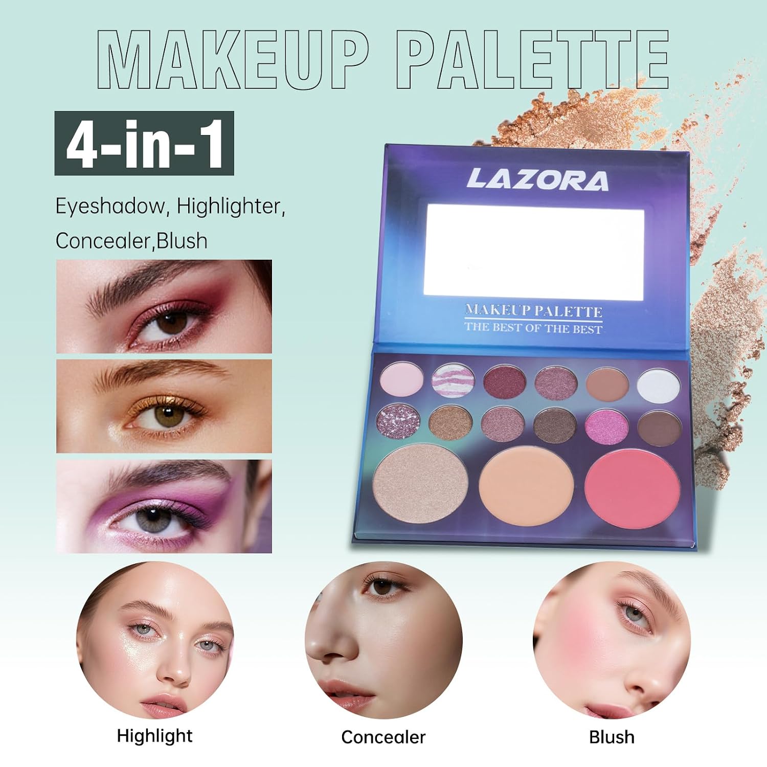 SET DE MAQUILLAJE LAZORA PARA ADOLESCENTES CON PALETA DE 20 COLORES - 3