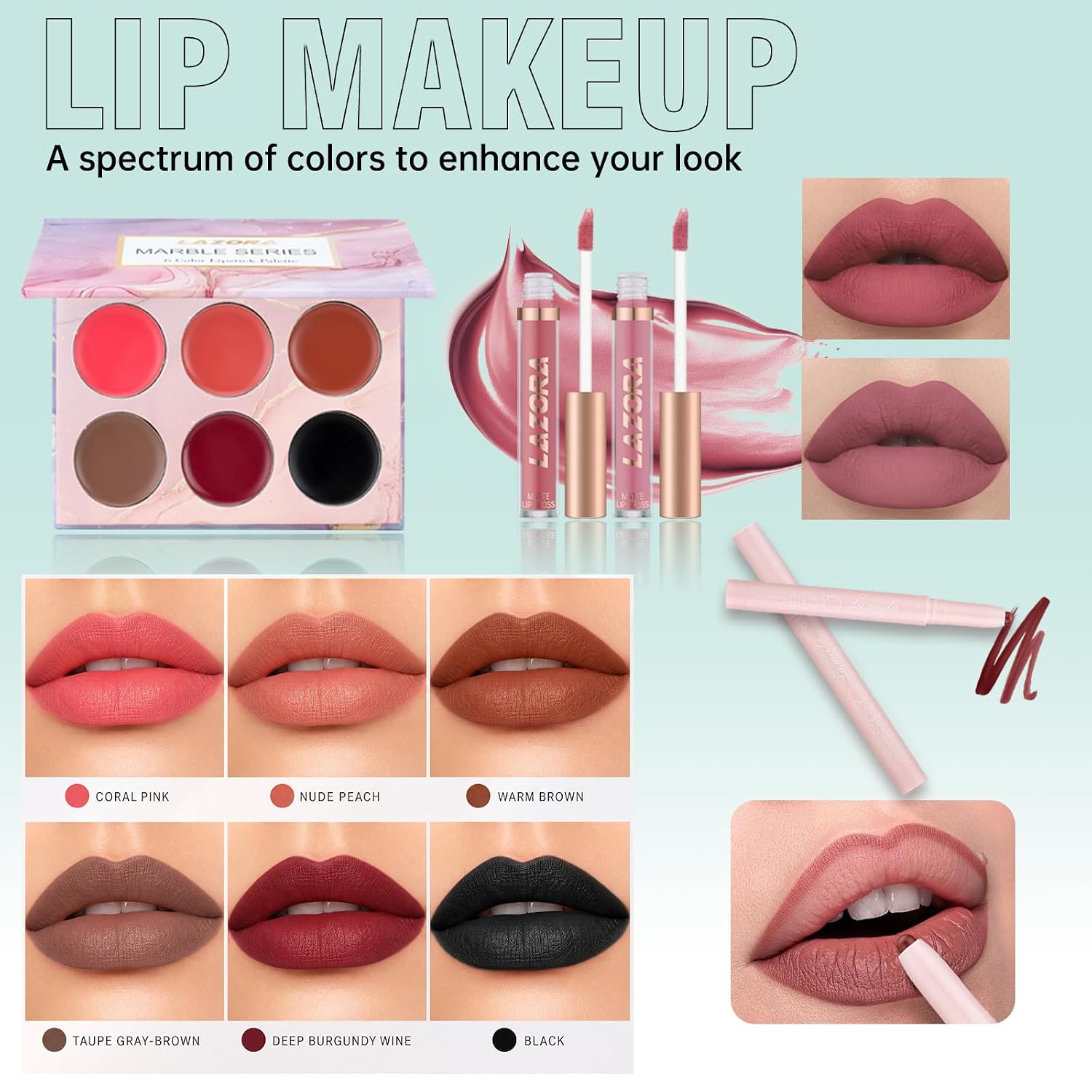 SET DE MAQUILLAJE LAZORA PARA ADOLESCENTES CON PALETA DE 20 COLORES - 5