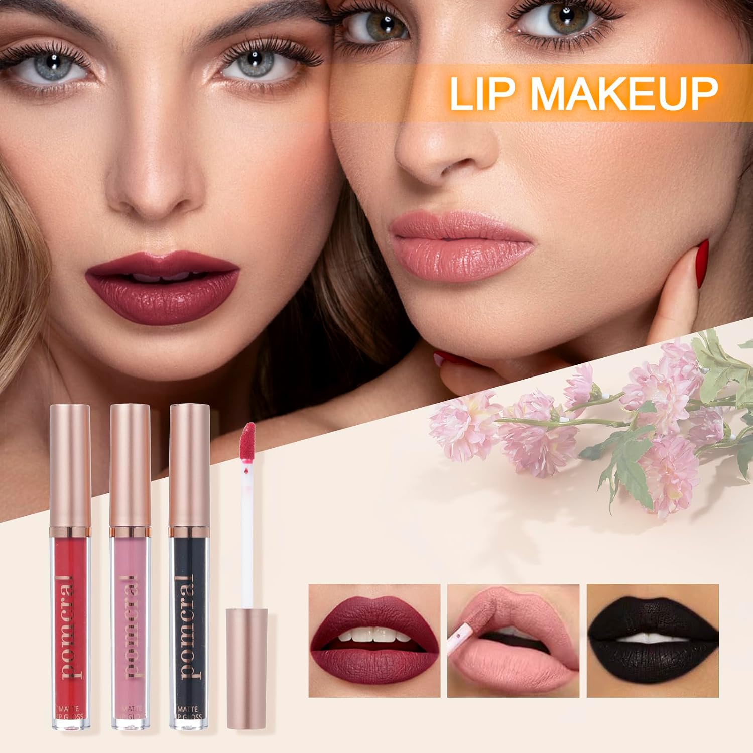 SET DE MAQUILLAJE POMCRAL PARA PRINCIPIANTES CON PALETAS DE SOMBRAS, CORRECTORES, BRILLO LABIAL Y BROCHAS ROSA - 5