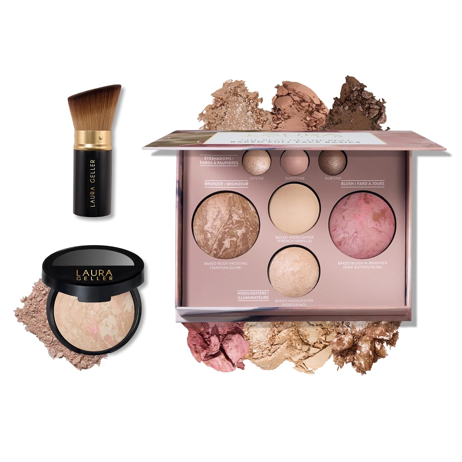 SET DE MAQUILLAJE LAURA GELLER BAKED STARTER KIT CON POLVO COMPACTO, PALETA Y BROCHA KABUKI - 1