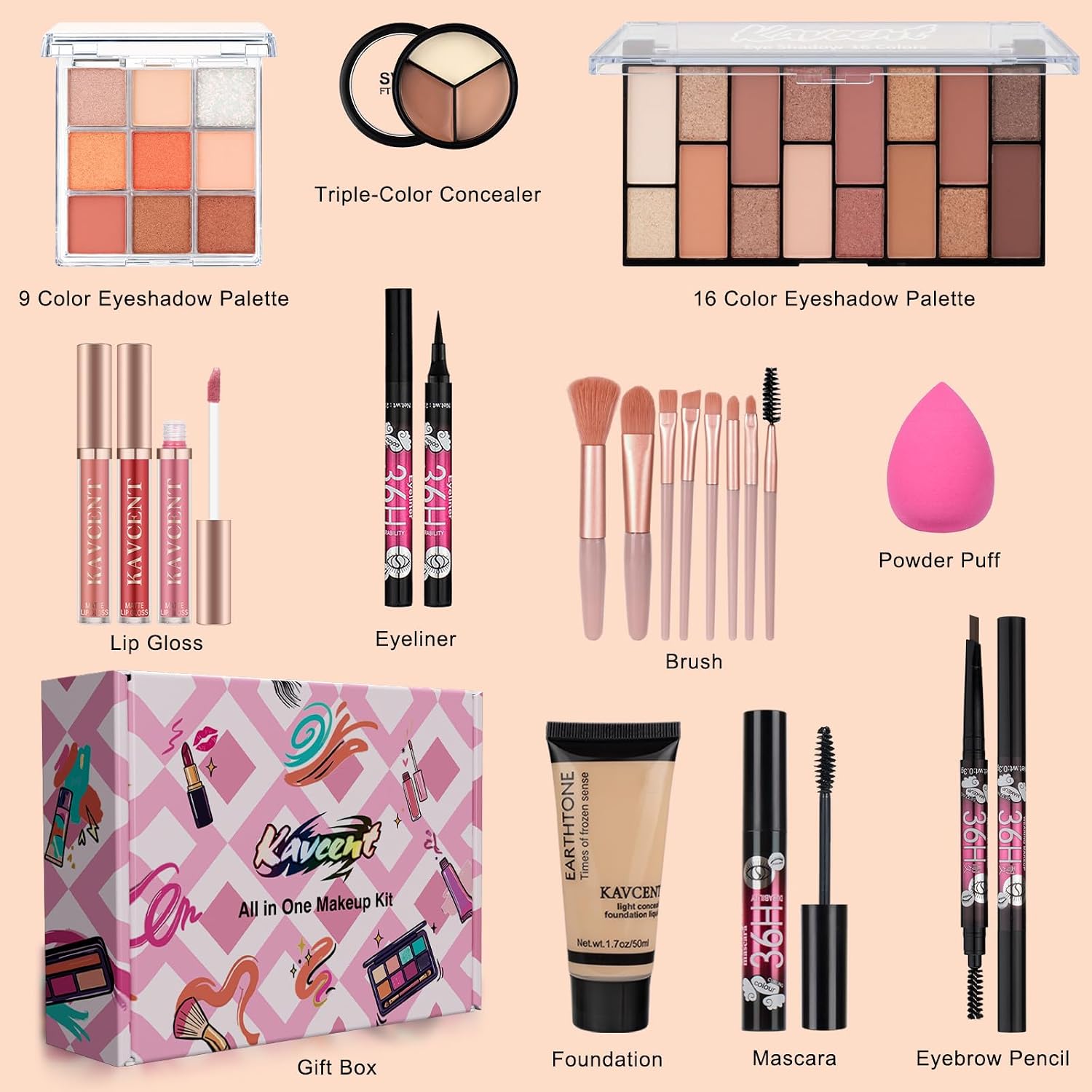 SET DE MAQUILLAJE KAVCENT COMPLETO PARA ADOLESCENTES Y MUJERES - 2