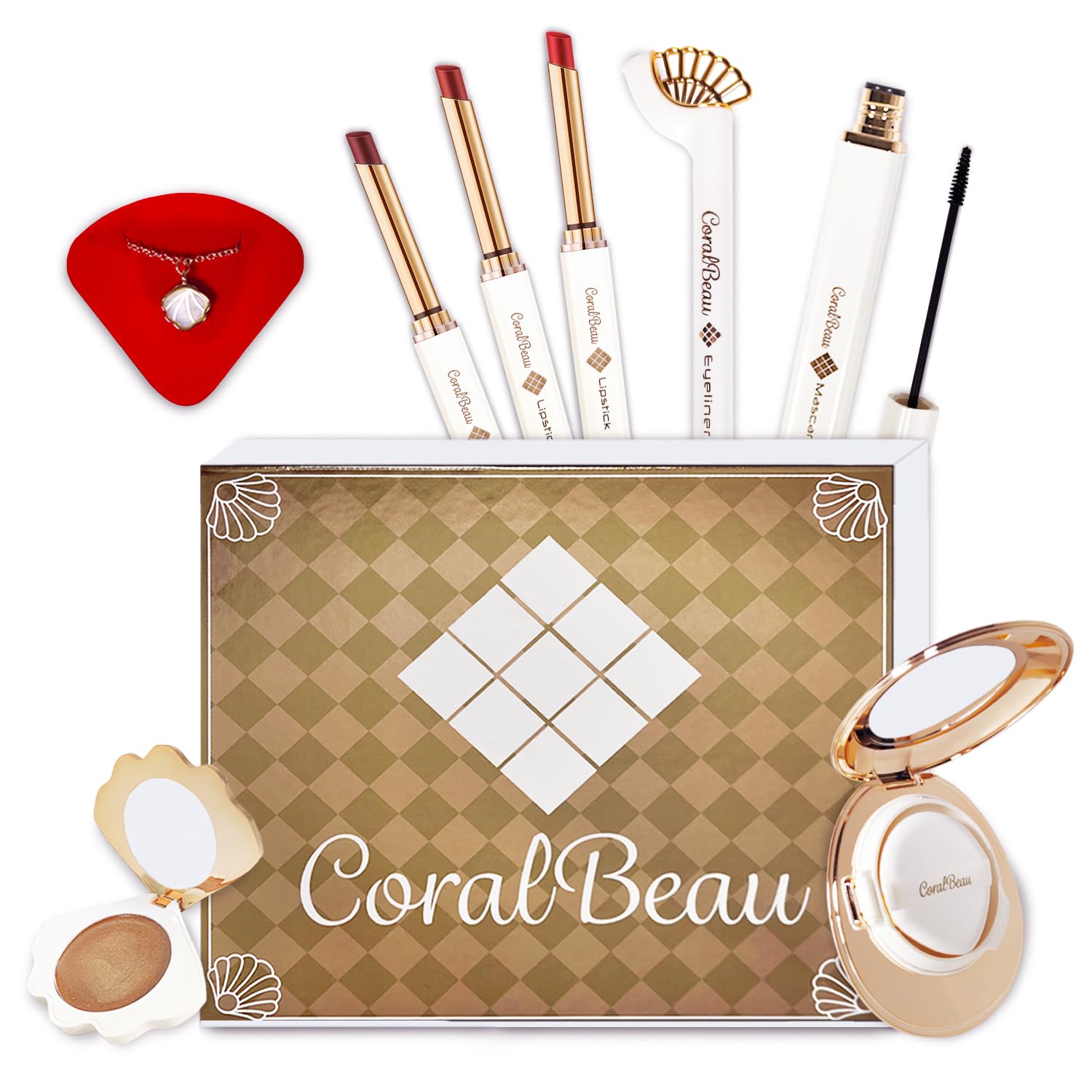 SET DE MAQUILLAJE CORALBEAU PARA ADOLESCENTES CON BB CREAM, PALETA DE SOMBRAS MARRONES, MÁSCARA DE PESTAÑAS Y 3 LABIALES - 1