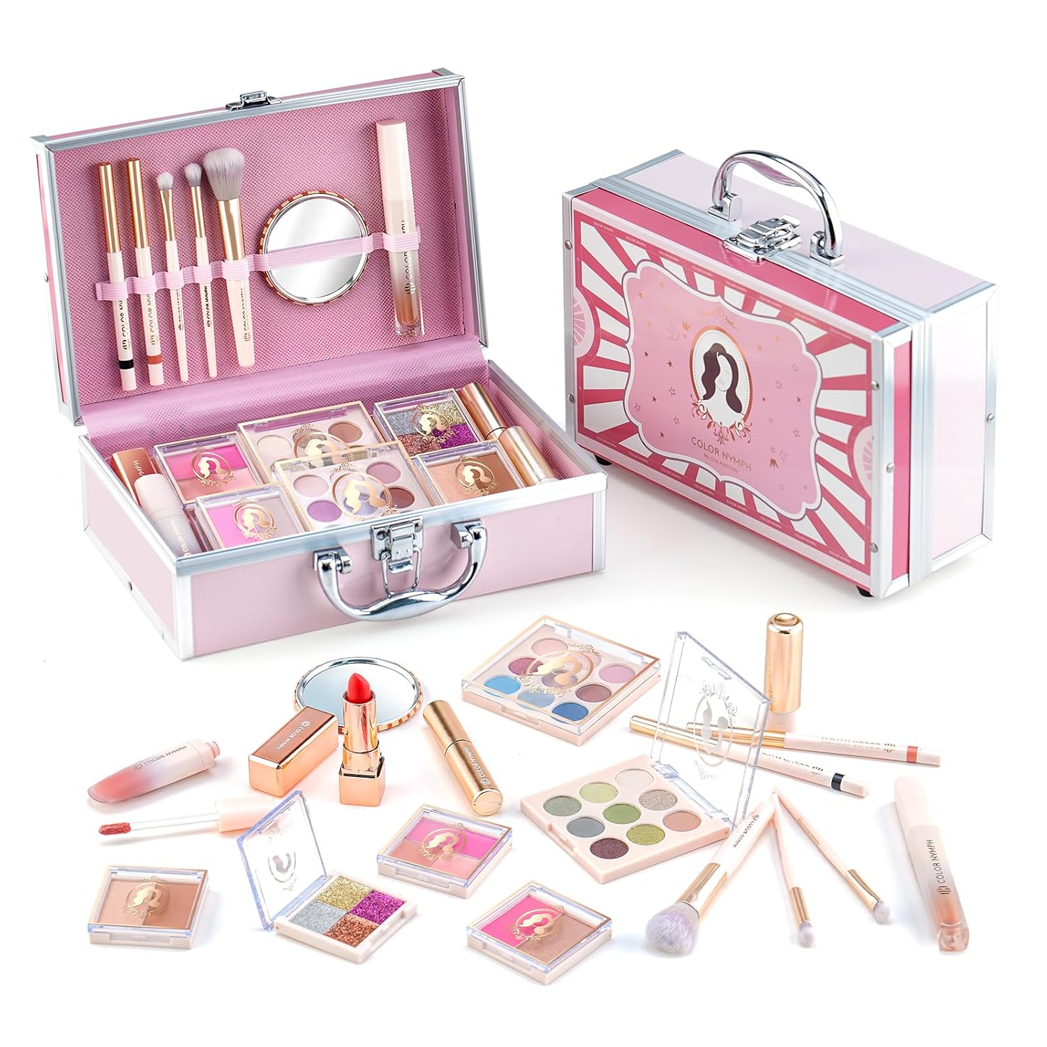 SET DE MAQUILLAJE COLOR NYMPH PARA ADOLESCENTES EN ESTUCHE ROSA - 1