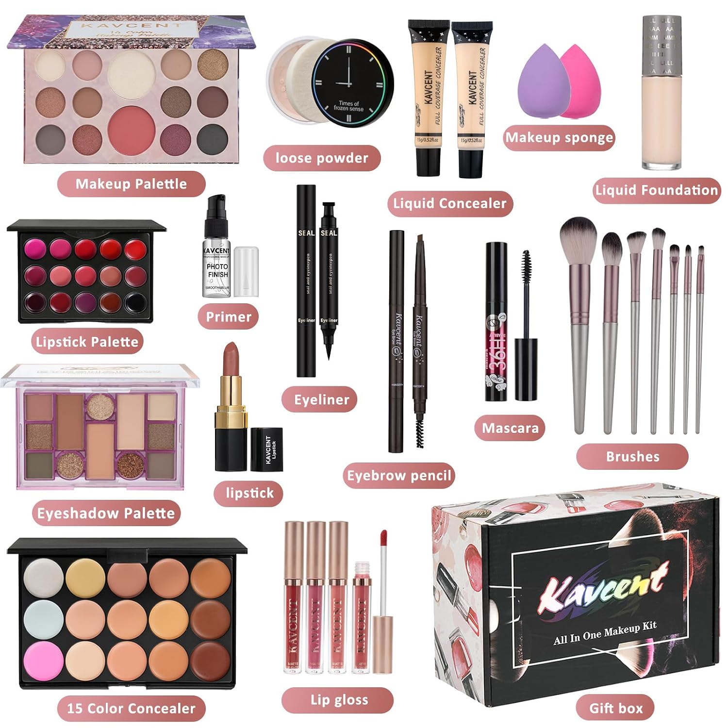 SET DE MAQUILLAJE KAVCENT COMPLETO PARA MUJERES Y ADOLESCENTES - 2