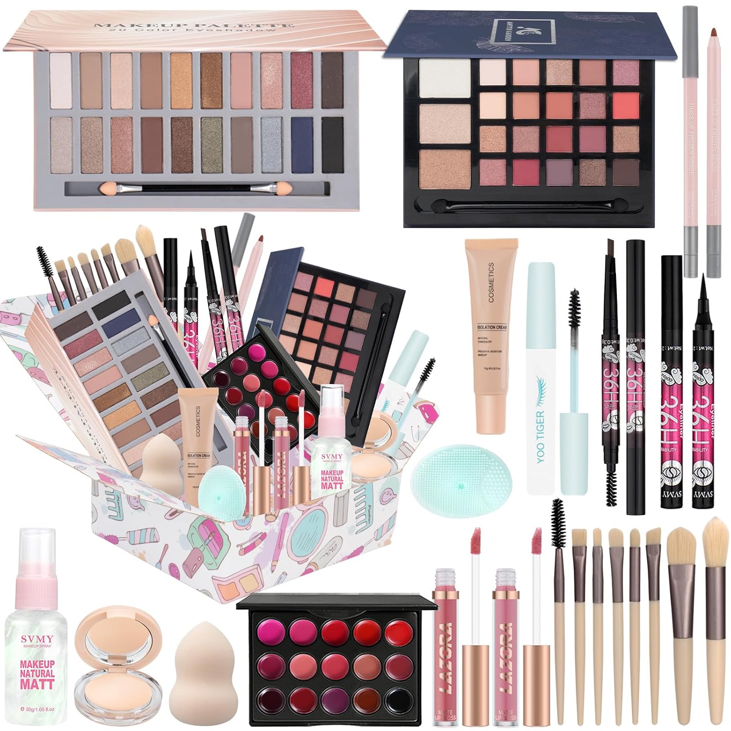 SET DE MAQUILLAJE LAZORA PARA NIÑAS 10-12 AÑOS CON PALETA DE 20 COLORES - 1