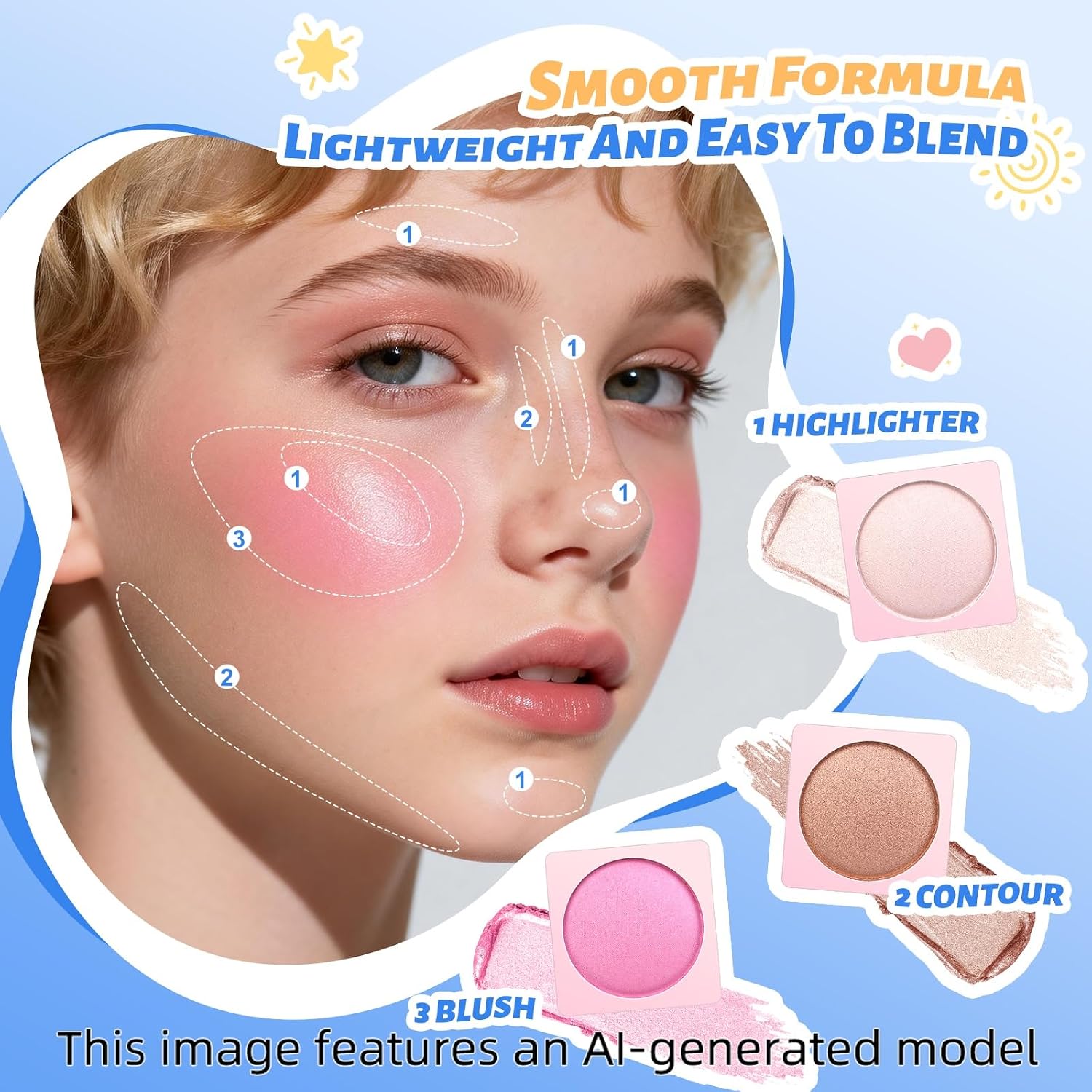 SET DE MAQUILLAJE COLOR NYMPH PARA ADOLESCENTES CON ORGANIZADOR Y ESPEJO AZUL - 5